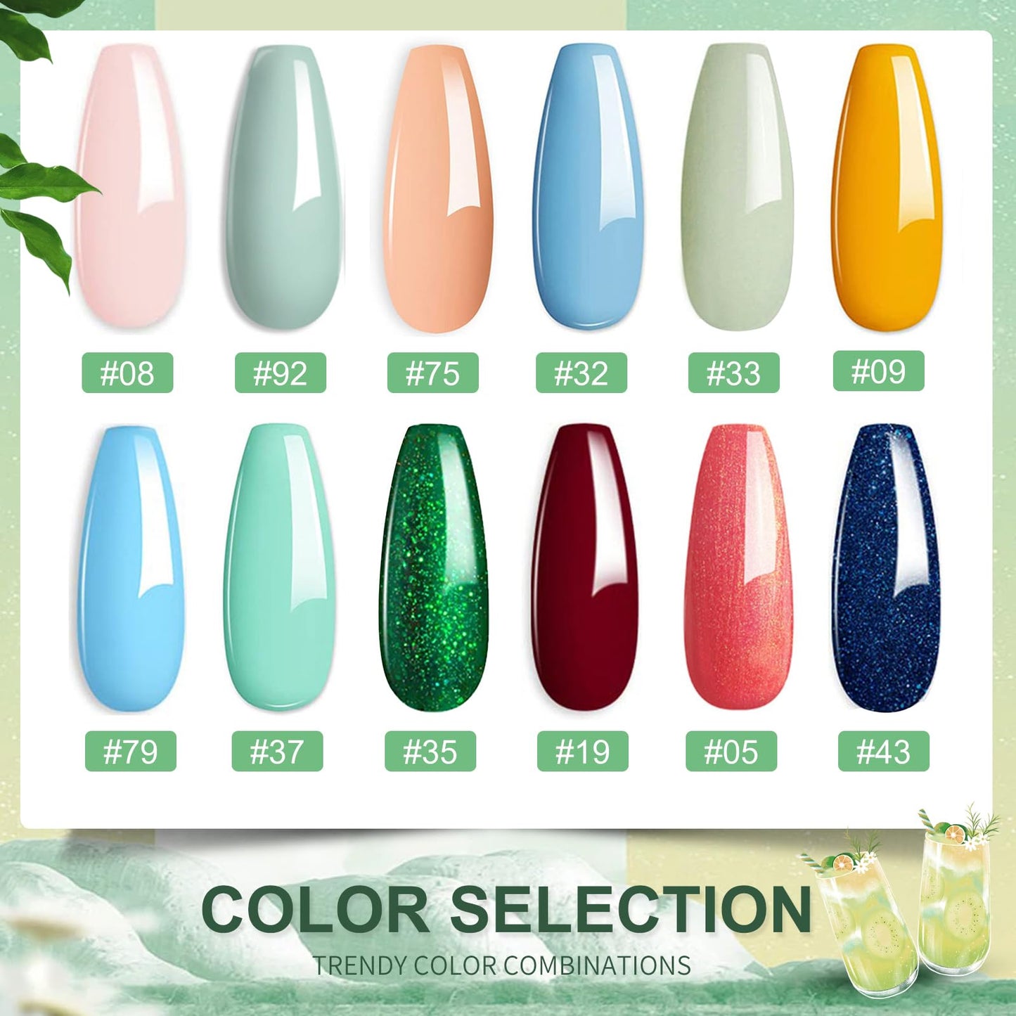28g/Box Glitter Green Fine Dipping Powder No Lamp Cure Nails Dip Powder Like Gel Nail Natural Dry For Nail Salon£¬No.35