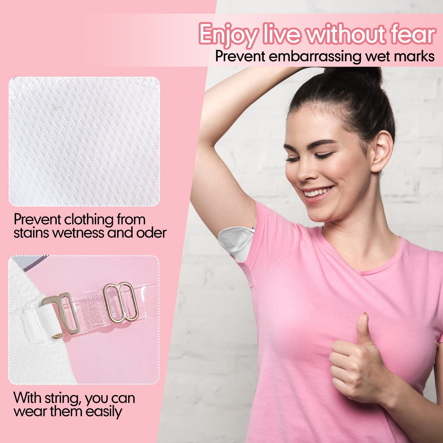 4 Pairs Underarm Sweat Pads Reusable Armpit Absorbing Guards Washable with Shoulder Strap Under Arm Breathable Absorbent Sweat Protectors Pads Guards for Women and Men(White)