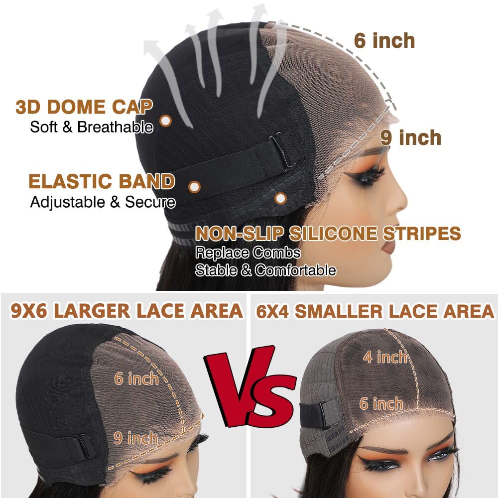 GUDOZO #27 Honey Blonde Bob Wig Human Hair Glueless 14inch Glueless Wigs Human Hair Pre Plucked Pre Cut with Baby Hair 9X6 HD Lace Front Wigs For Black Women 200% Density Straight Bob Wigs