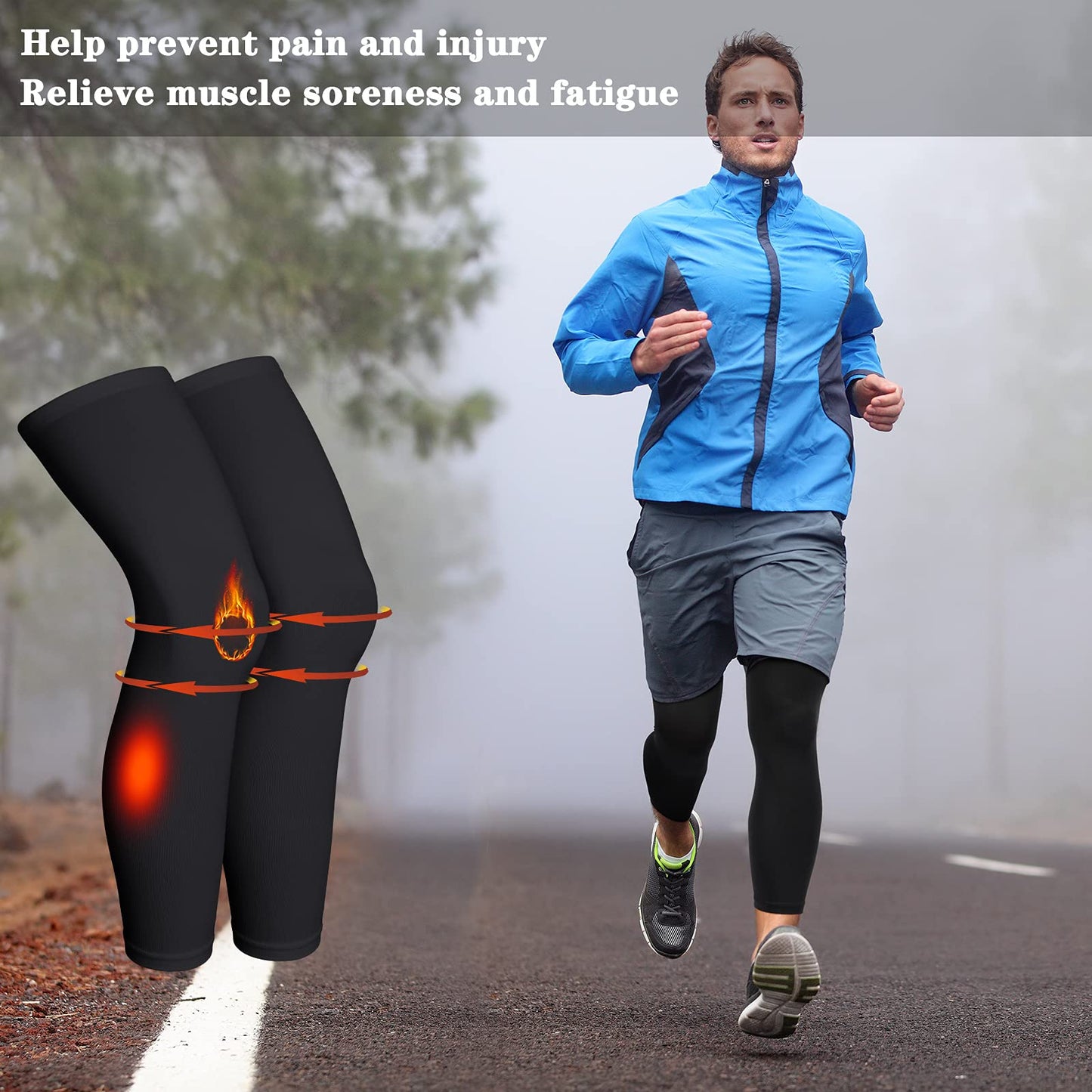 4 Pieces Cycling Leg Warmers Thermal Sports Compression UV Long Leg Sleeves Full Length Leg Sleeves for Men Women (Large)