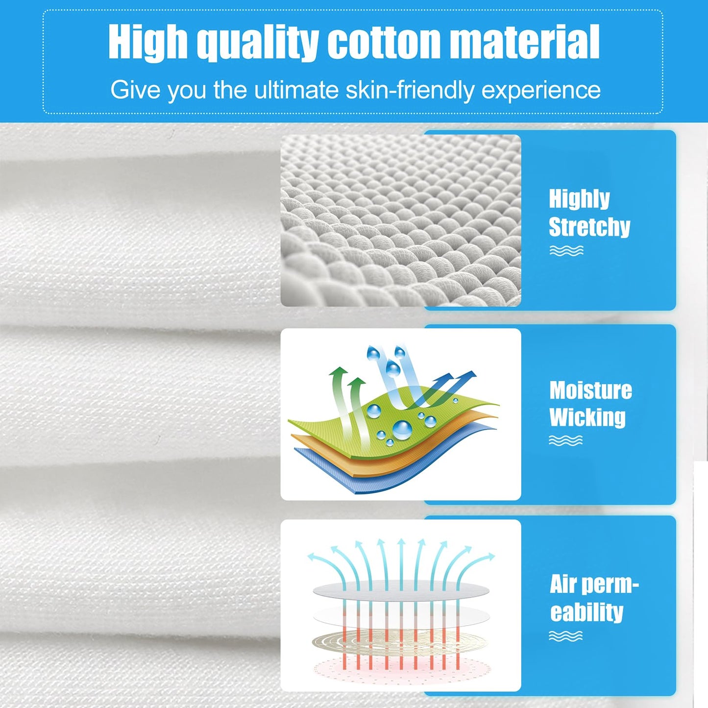 7 Pairs White Cotton Gloves for Dry Hands Sleeping, Washable Lotion Eczema Moisturizing Gloves Overnight for Women Men Halloween Wedding Costume, Safety Work Liner for Serving Inspection