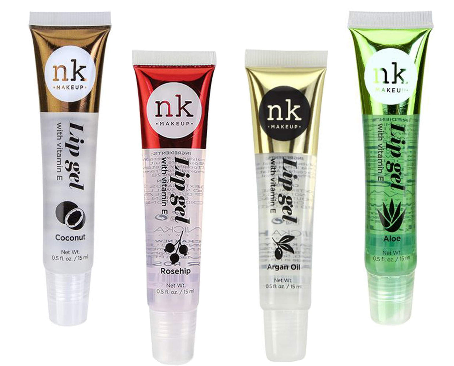 4 Pack Nicka K Lip Gel (COCONUT, ROSEHIP, ARGAN OIL, ALOE)