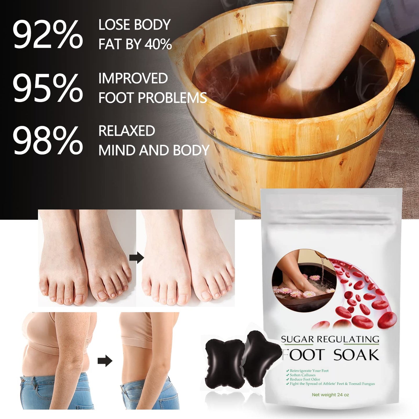 20PCS Herbal Body Detox Foot Soak Beads, Detox & Shaping Cleansing Foot Soak for Men and Women, Daily Rebody Body Detoxingherbs Foot Soak Beads for a Relaxing and Soothing Experience (2 Pack /20 PCS)