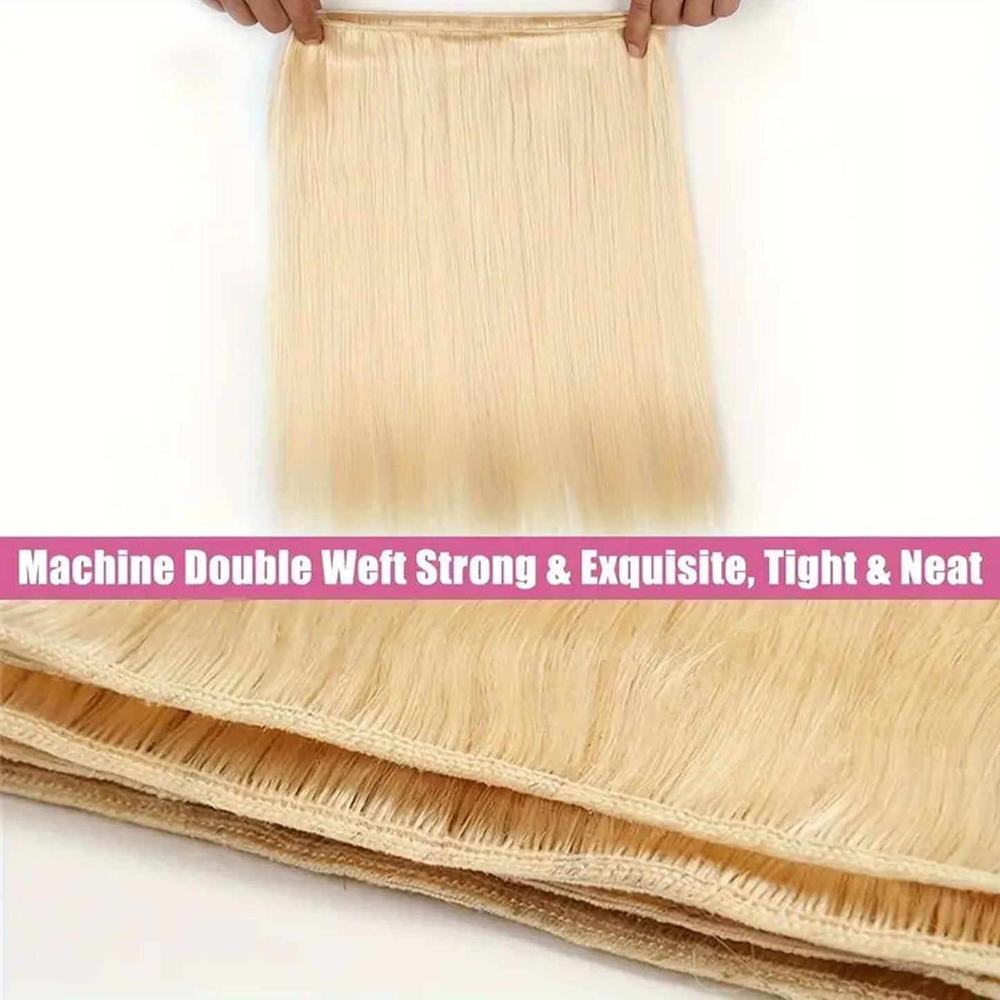 613 Bundles Human Hair Extensions 100g/Bundle 613 Color Real Human Hair Extensions For Women Light Blonde Color Human Hair Bundles 2-3set Can Be Full Head (28 Inch)