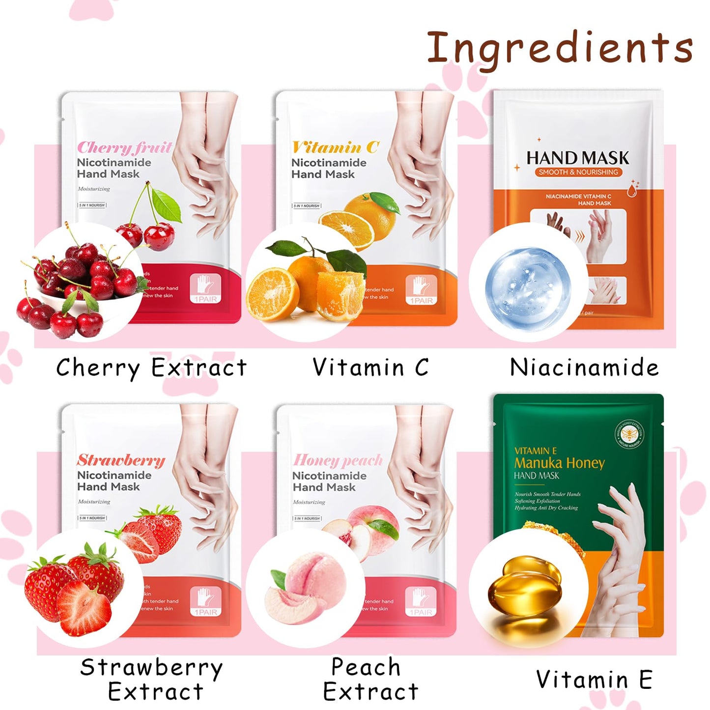 DWDiWen Hand Masks, 6 Pairs Hydrating Exfoliating Hand Peeling Mask, Smooth Hand Masks Moisturizing Gloves Overnight for Dry, Rough, Cracked Hands, Hand Skin Moisturizer Glove for Women Men(D