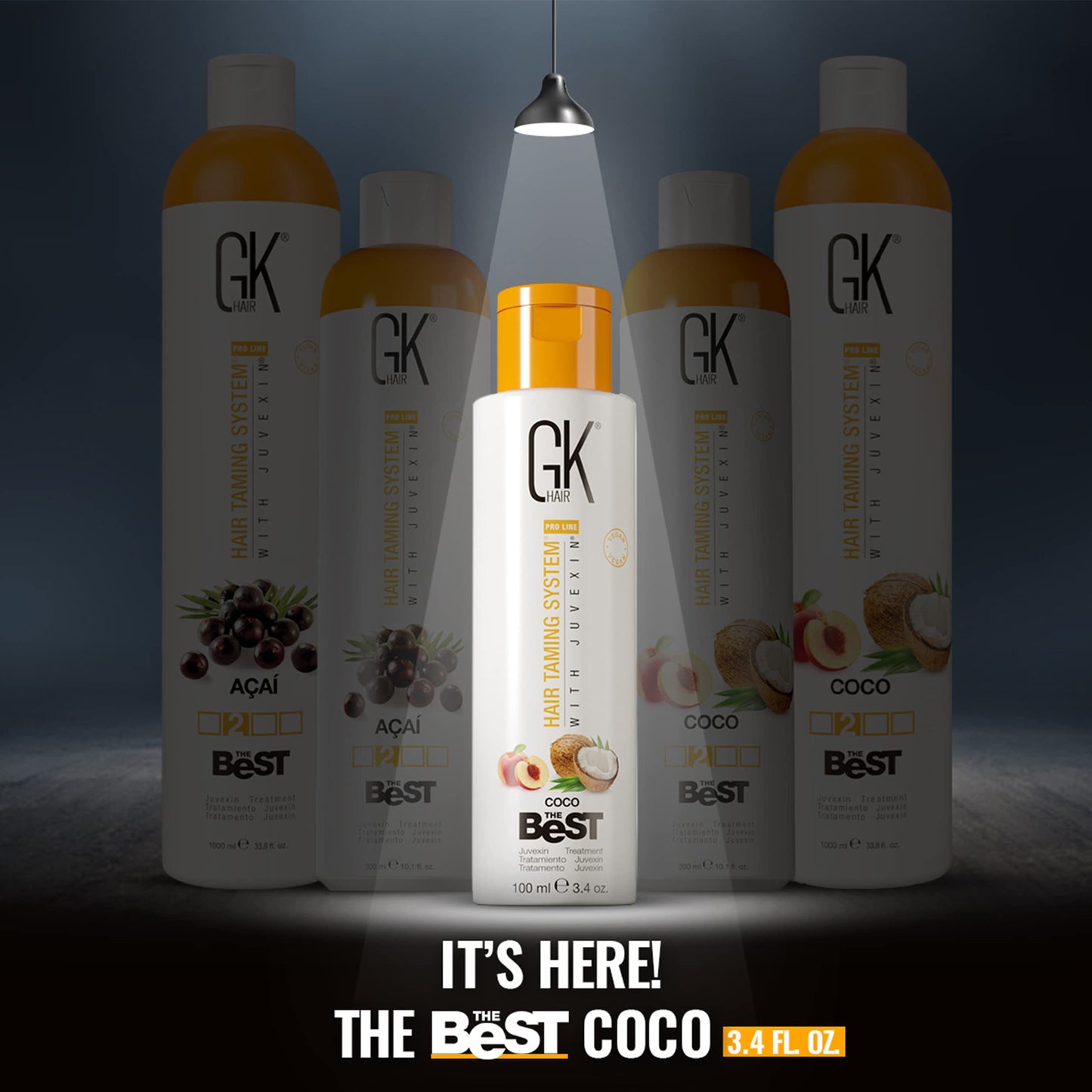 GK HAIR Global Keratin The Best COCO (3.4 Fl Oz/100ml) Smoothing Keratin Hair Treatment - Professional Brazilian Complex Blowout Straightening For Silky Smooth & Frizz Free Hair