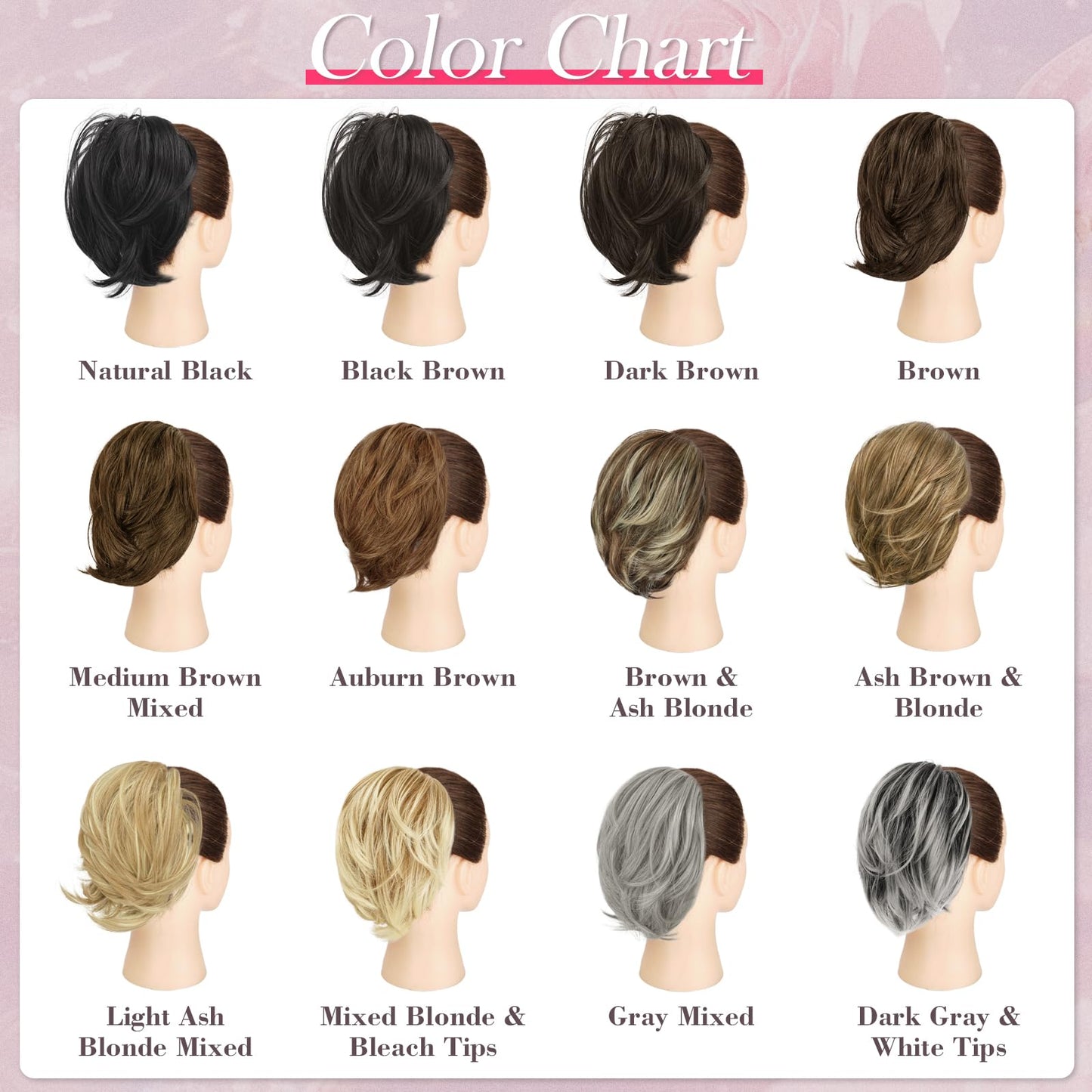 BARSDAR Drawstring Hair Bun Extensions - Straight Brown Hair Bun Extensions for Women - Short Straight Ponytail Hair Bun Synthetic Hair Bun Scrunchies Hairpieces Daily Party - Brown
