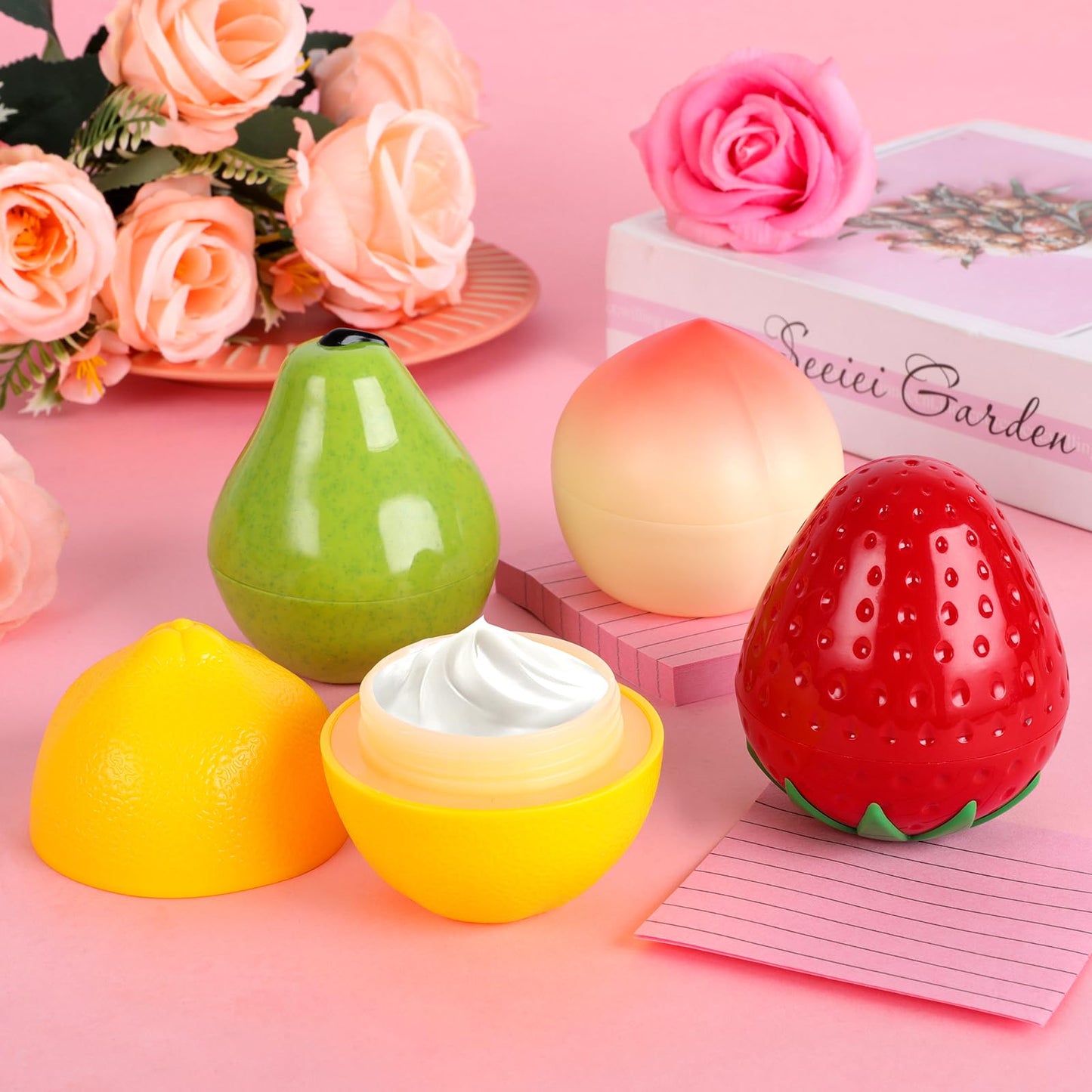 4 Pack Hand Cream Gifts Set For Women, Easter Basket Stuffers, Hand Lotion for Dry Cracked Hands, Mothers Day Gifts for Mom and Teacher Appreciation Gifts, 1.06 Oz (Strawberry, Pear, Lemon, Peach)