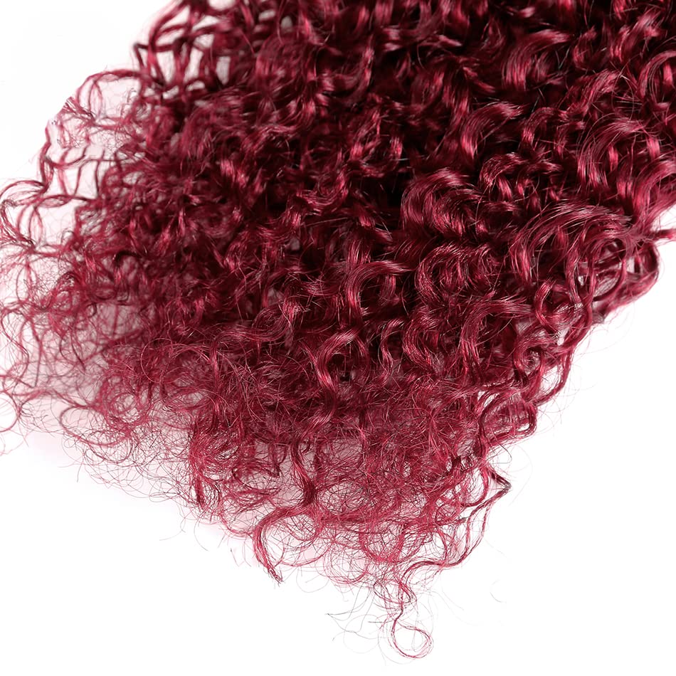 1b99j Bundles Human Hair Burgundy Kinky Curly Bundles Brazilian Two Tone Ombre Burgundy 12 Inch Black and Wine Red Hair Weave for Black Women 1b99j Kinky Curly Bundles Soft Real Hair