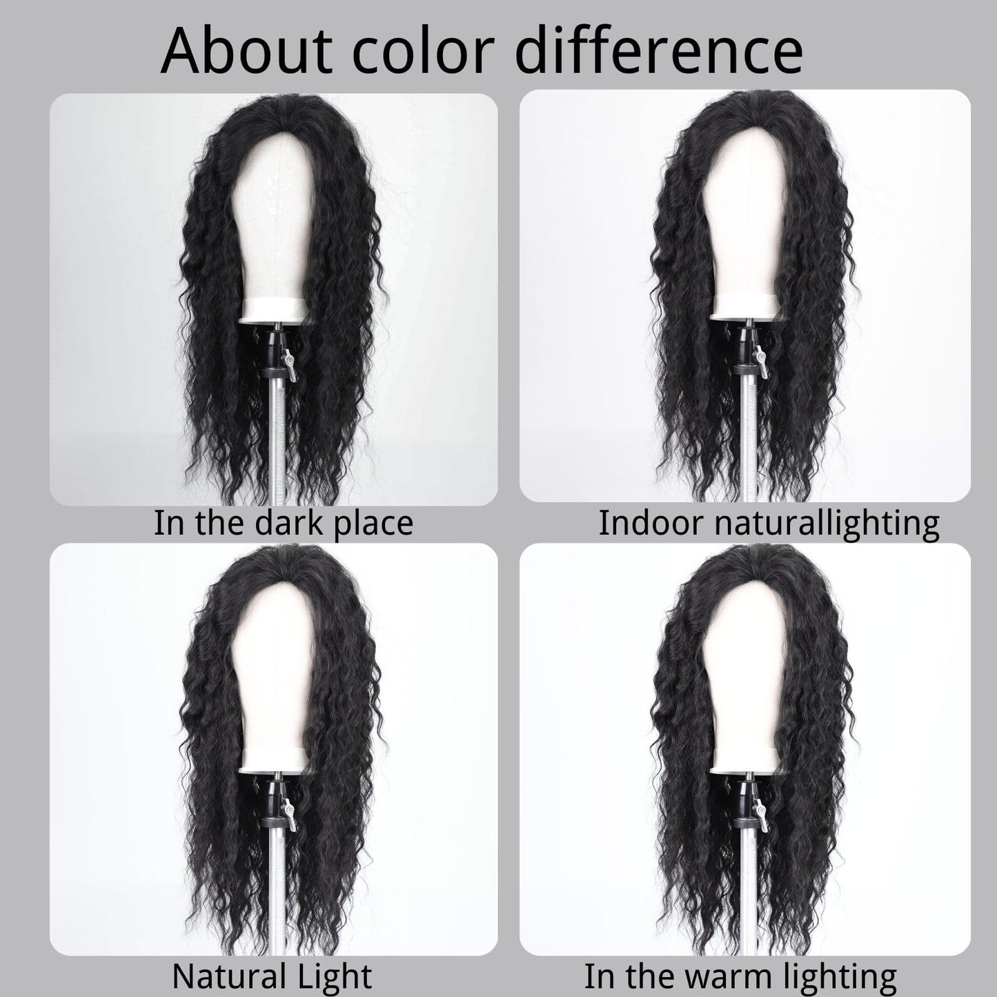 Fencca Long Curly Black Wigs for Women Black Wavy Wig Natural Looking Loose Wave Hair Glueless Heat Resistant Synthetic Wig Hair Replacement Wig