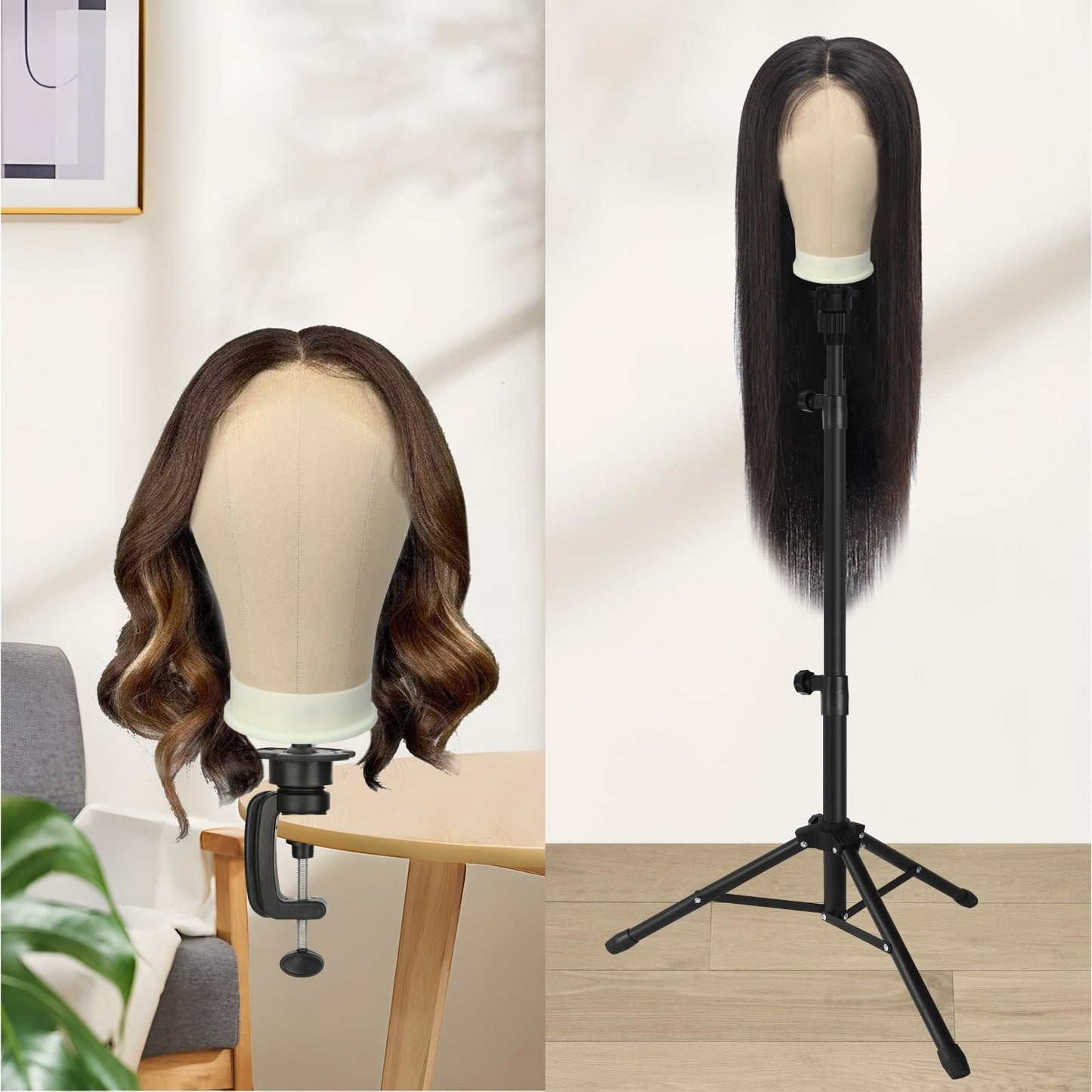 22.5 Inch Mannequin Head for Wig, Canvas Wig Head with Mount Hole, Manikin Head for Wig Making, Styling and Display, Head Contour More Realistic
