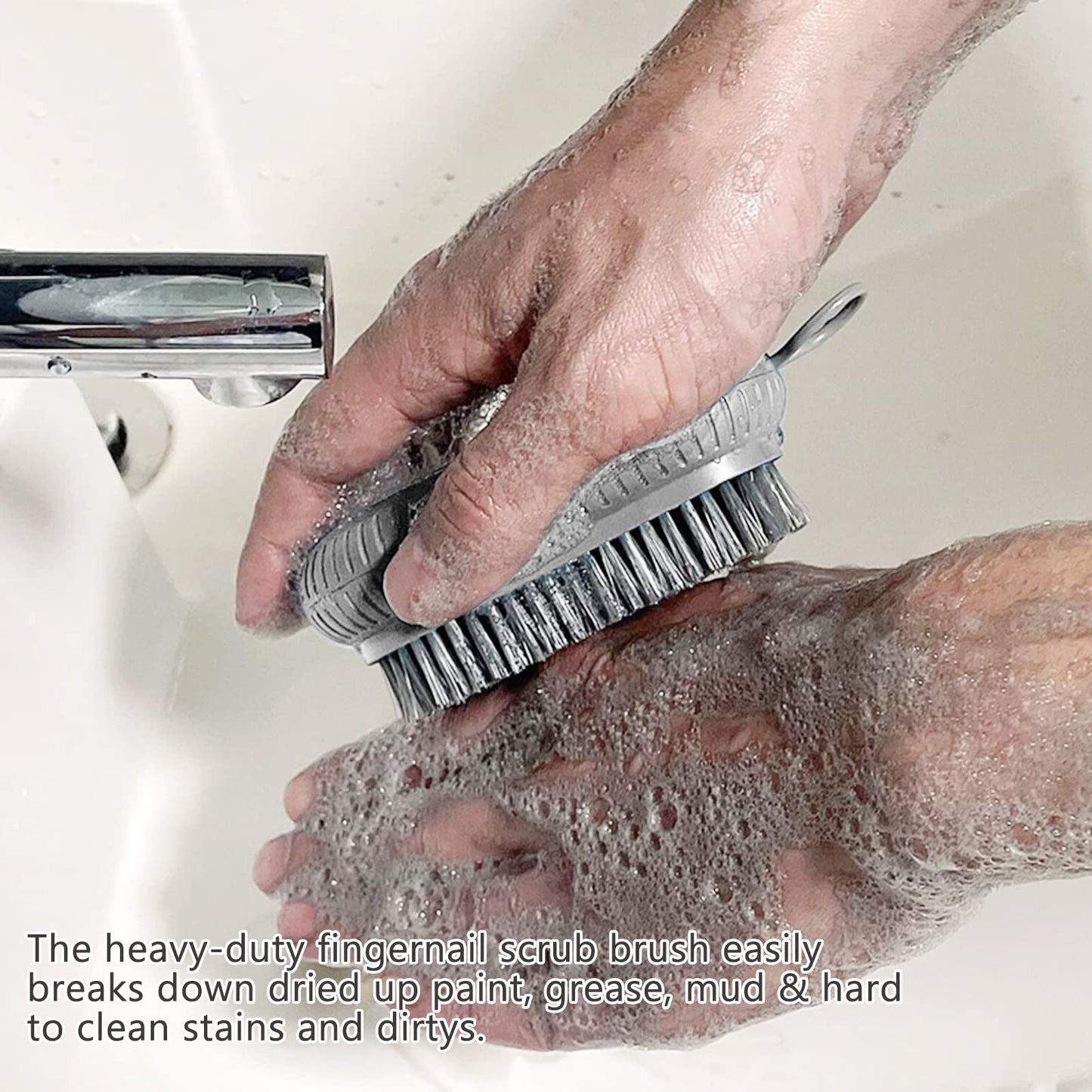 2PCS Heavy Duty Nail Brush for Cleaning Fingernails, Blue and Grey Fingernail Scrub Brush Durable Stiff Bristles Nail Hand Scrub Brush Toenail Brush Fingernail Brushes for Men Women Mechanics