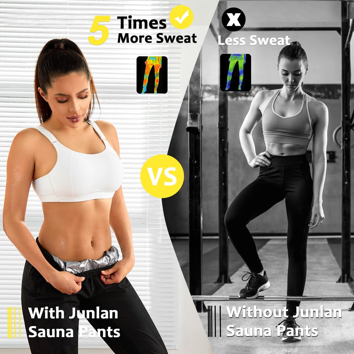 Junlan Sauna Suit for Women Sweat Sauna Pants Gym Workout Sweat Suits for Women (C.Black Pants Only,Small)