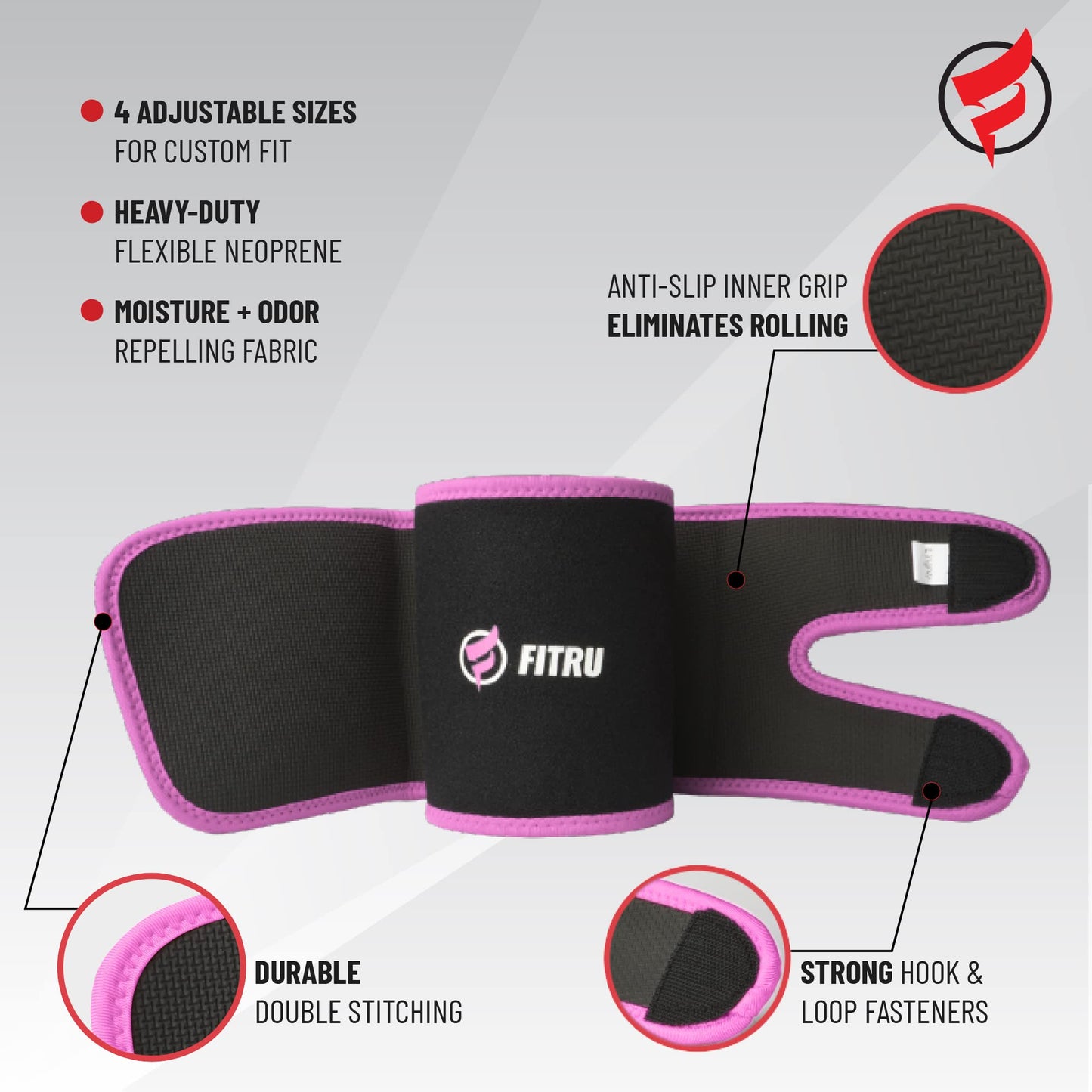 Fitru Premium Arm Trimmers for Men & Women | Sauna Arm Wraps for Flabby Arms Increasing Heat & Sweat During Exercise Pink