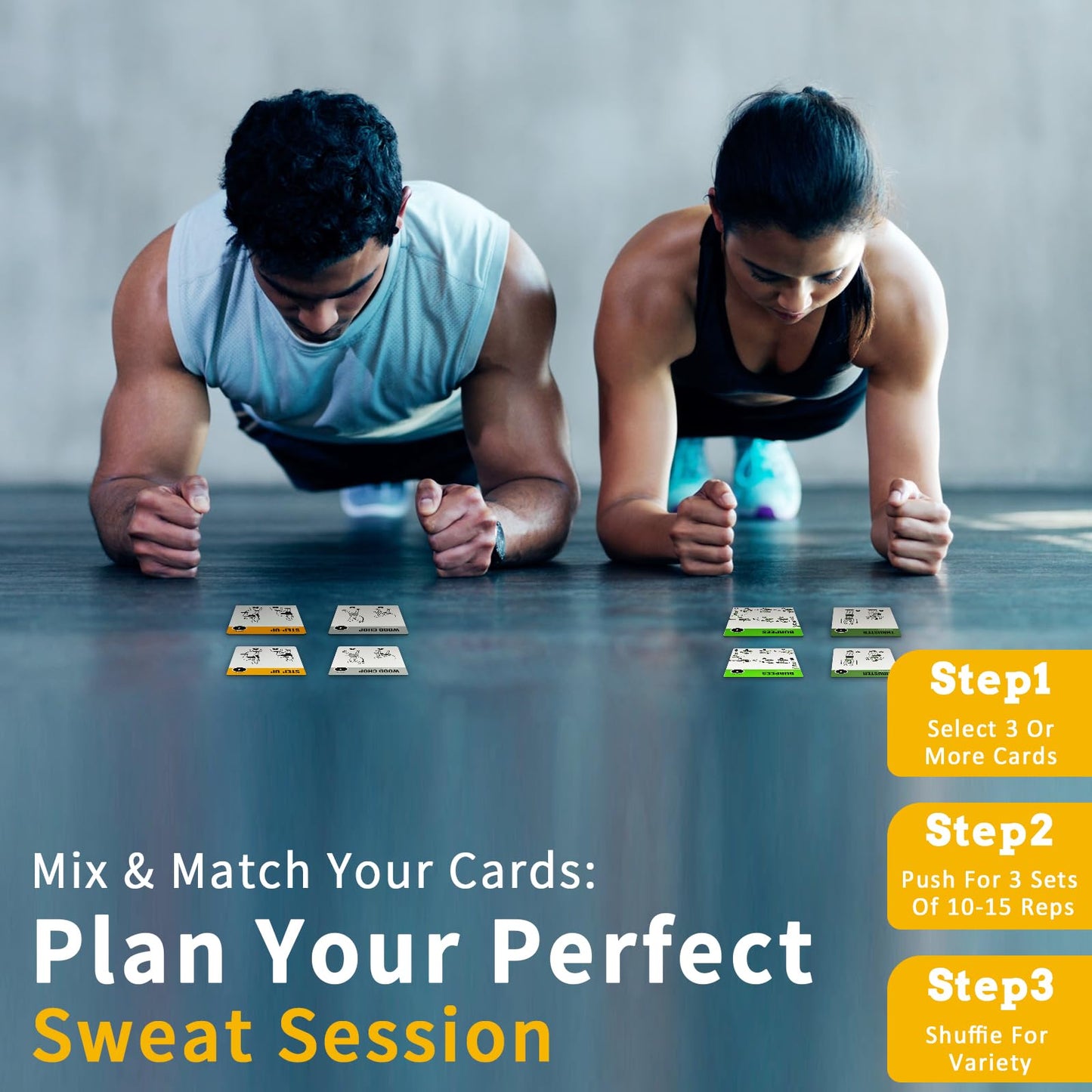 MOVASEE Half Balance Ball Workout Cards, 62 Exercises Cards Deck Large Size 5" x 3.5" Fitness Cards for Women & Men, Beginner Fitness Guide to Training Exercises at Home or Gym