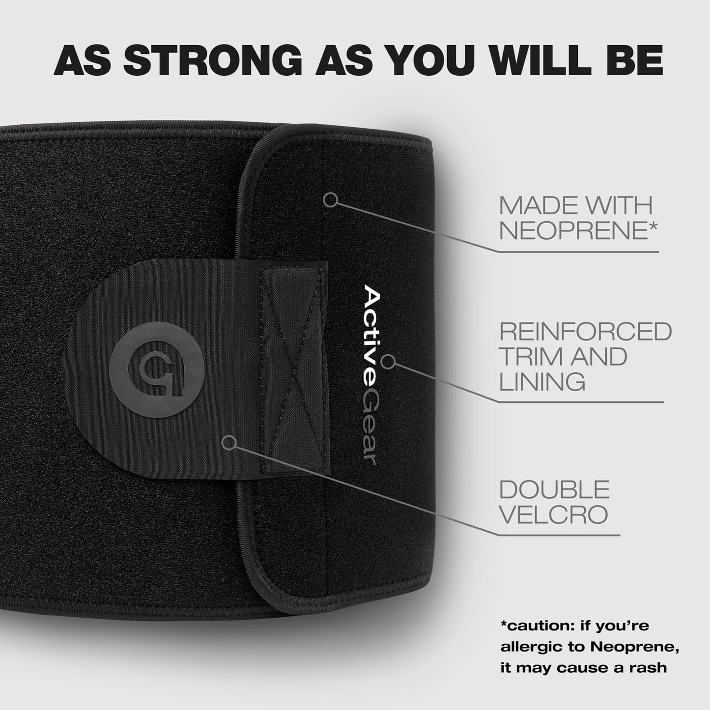ActiveGear Waist Trimmer Belt for Stomach and Back Lumbar Support, Large: 9" x 46" - Charcoal