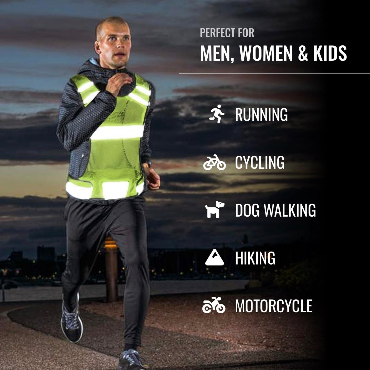 247 Viz Mesh Reflective Vest with Inside Pocket - High Visibility Reflective Running Gear Safety Vest Straps for Men, Women,Kids, for Night Running, Walking, & Cycling