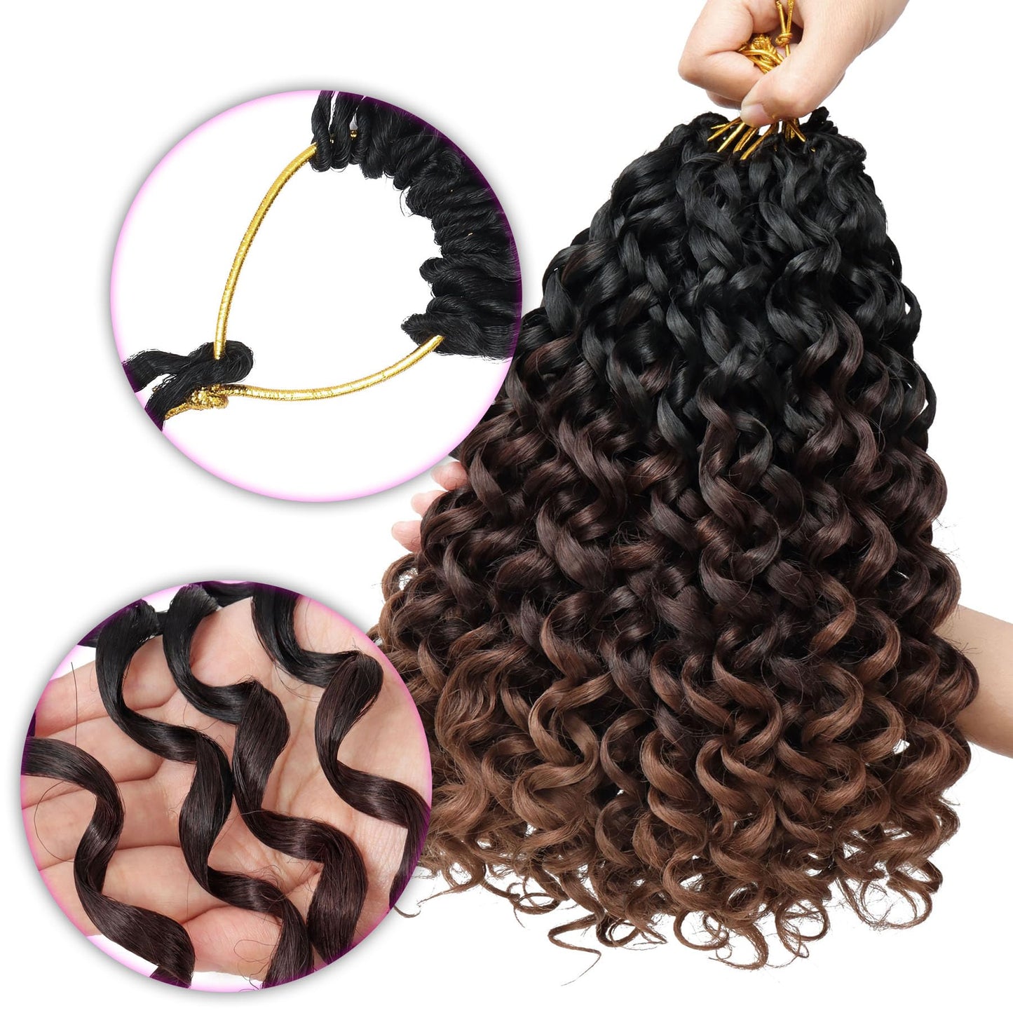7 Packs GoGo Curl Crochet Hair 10 Inch Short Curly Crochet Hair for Women Beach Curl Water Wave Deep Twist Crochet Braids Synthetic Braiding Hair Extensions (10 Inch,T1B/4/30)
