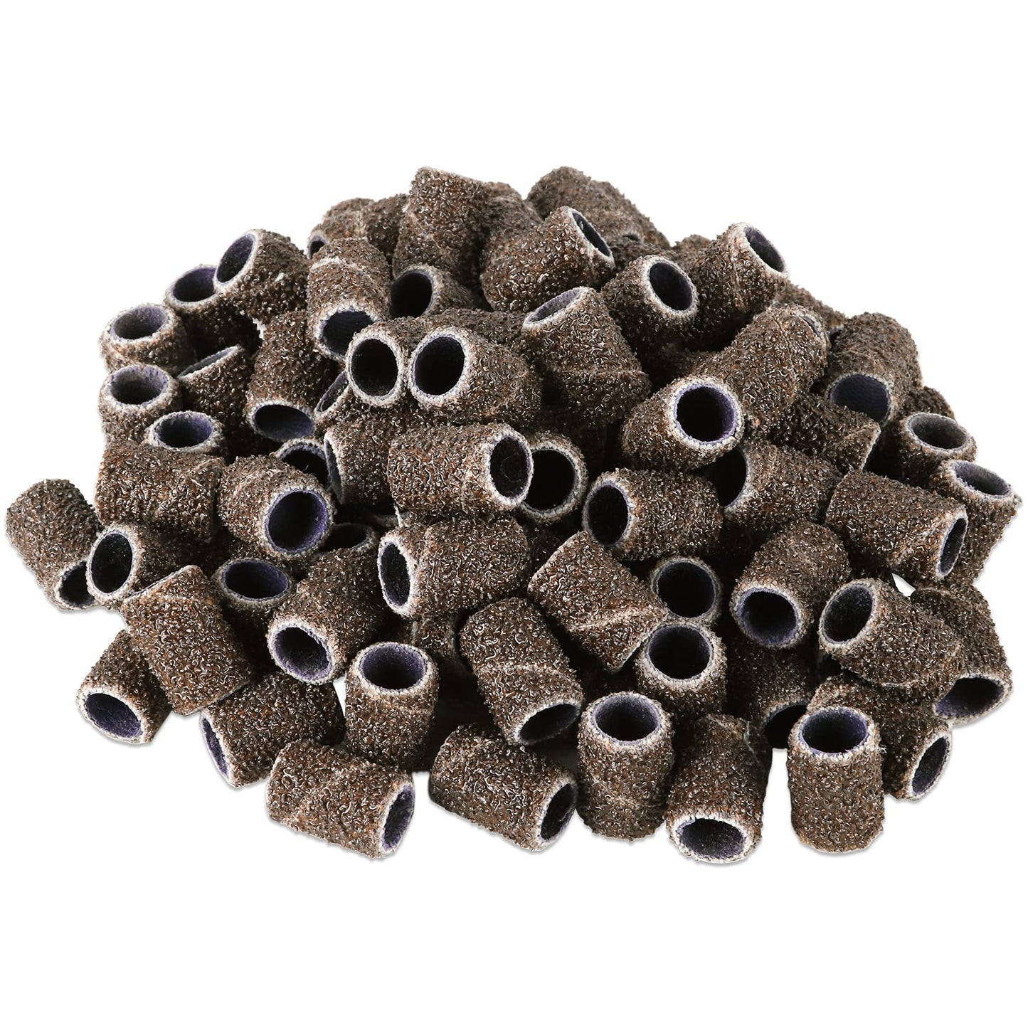 100 Pcs Large Brown Nail Drill Bits Sanding Bands for Nail Drill 60 Coarse Grit – Nail File for Acrylic Nail Gel Manicures Pedicure