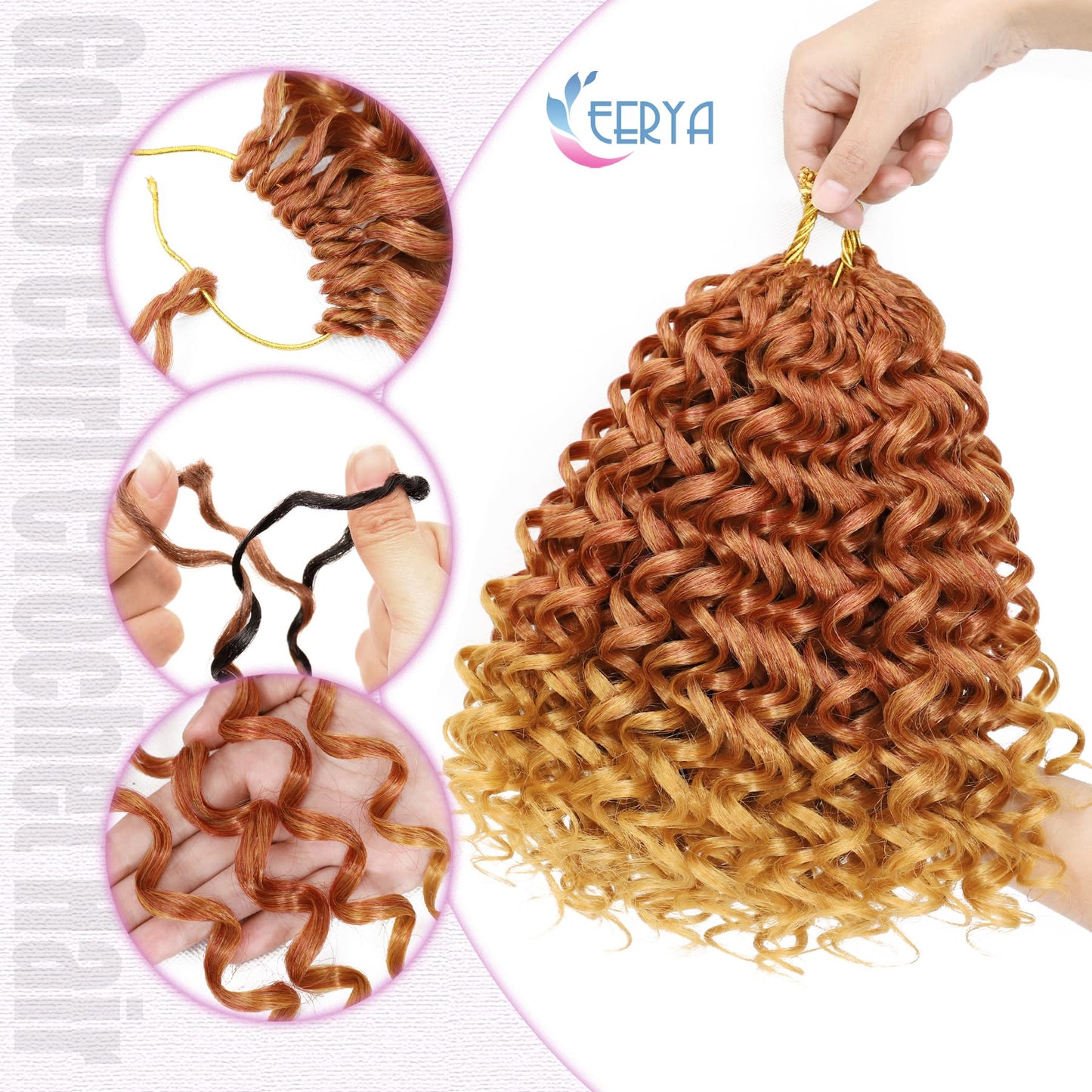 7 Packs GoGo Curl Crochet Hair 10 Inch Short Copper Flame Curly Crochet Hair for Women Deep Wave Beach Curl Crochet Braids Synthetic Braiding Hair Extensions (10 Inch, Copper Flame)