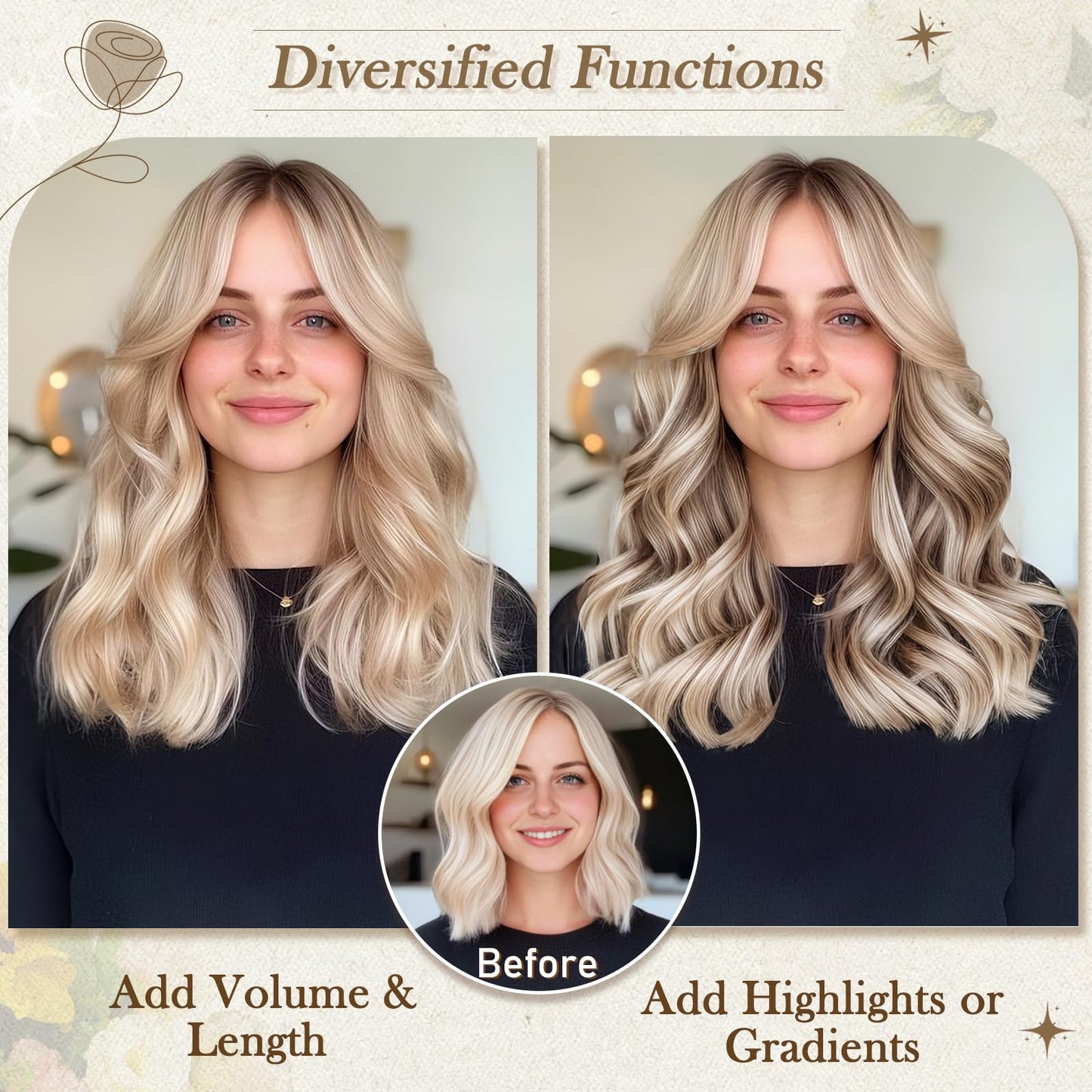 BARSDAR Blonde Clip in Hair Extensions - 12 Inch Short Wavy Clip in Hair Extensions for Women - 6PCs Full Head Thick Soft Synthetic Clip in Hairpieces Daily Party - Honey Blonde Mix