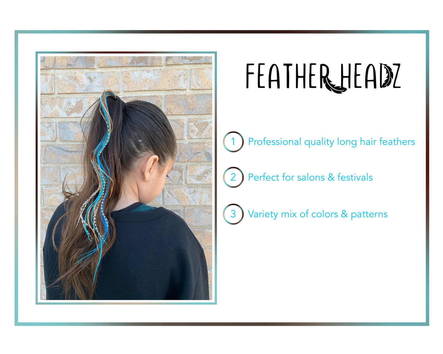 21 Natural & Turquoise Color Hair Feathers - 7”- 12” Long - Feathers for Hair Extension, Rooster Feathers DIY Kit - Eye-Catching Design - 20 Micro-link Beads - 100% Real Rooster Feathers
