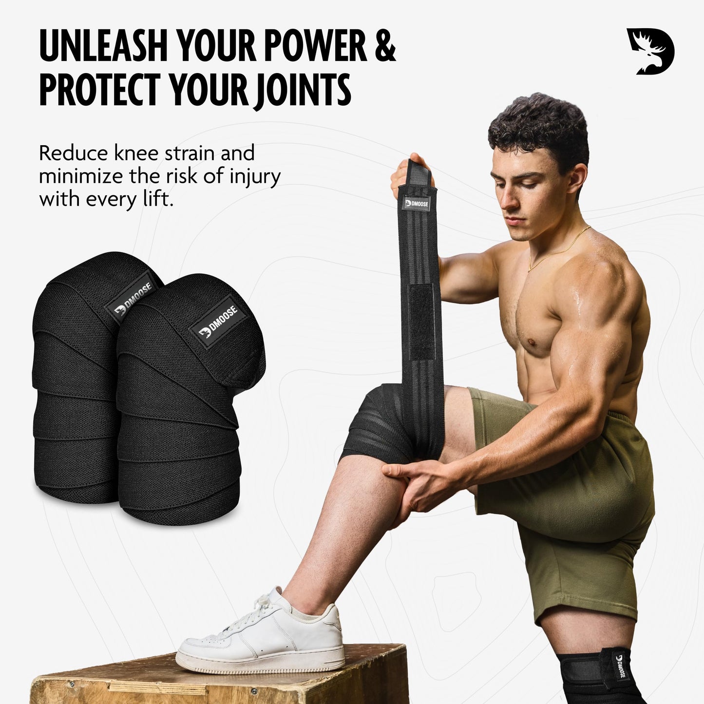 DMoose Knee Support Wraps, Knee Compression Sleeves Women and Men, Knee Compression Sleeve Women, Knee Strap for Football, Volleyball, Jogging, Basketball, and Soccer β Black (Pair)