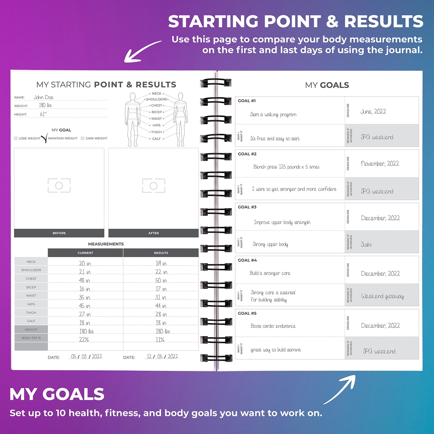 Clever Fox Fitness Journal Workout Log Book - Daily Fitness Planner Workout Journal for Women and Men. Spiral-Bound, Laminated Cover, Thick Pages, A5 (Orange)