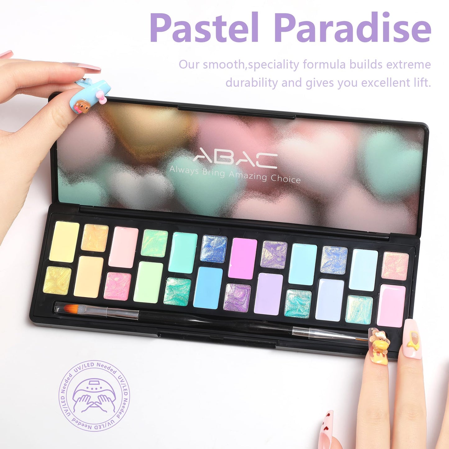 ABAC Pastel Shimmer Solid Gel Polish Set,Spring&Summer Hema-free 24 Colors Soak Off Gel Polish Kit with Double-Ended Nail Art Brush for Salon and Nail Art DIY at Home