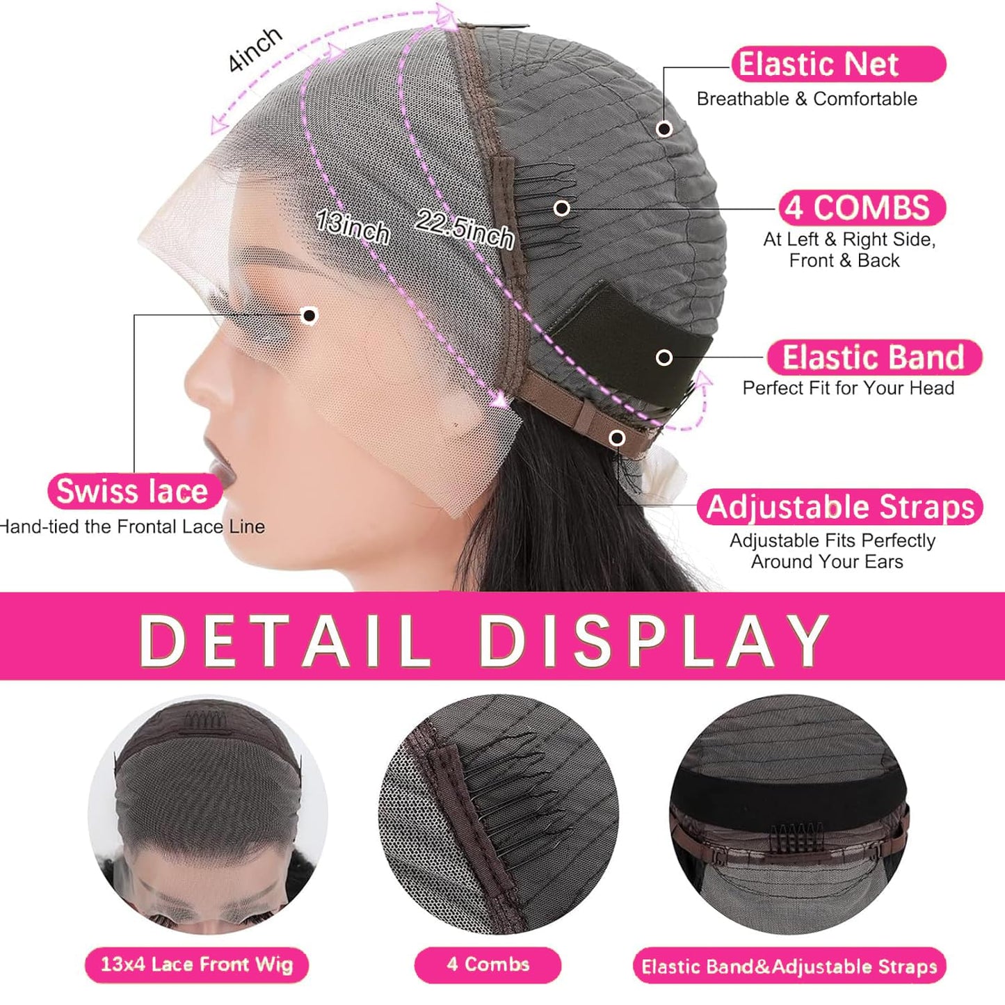 250 Density HD Lace Front Wigs Human Hair Loose Wave 13x4 Lace Front Wigs Human Hair Glueless Transparent Bouncy Body Wave Lace Frontal Wigs For Black Women Pre Plucked with Baby Hair 22 Inch