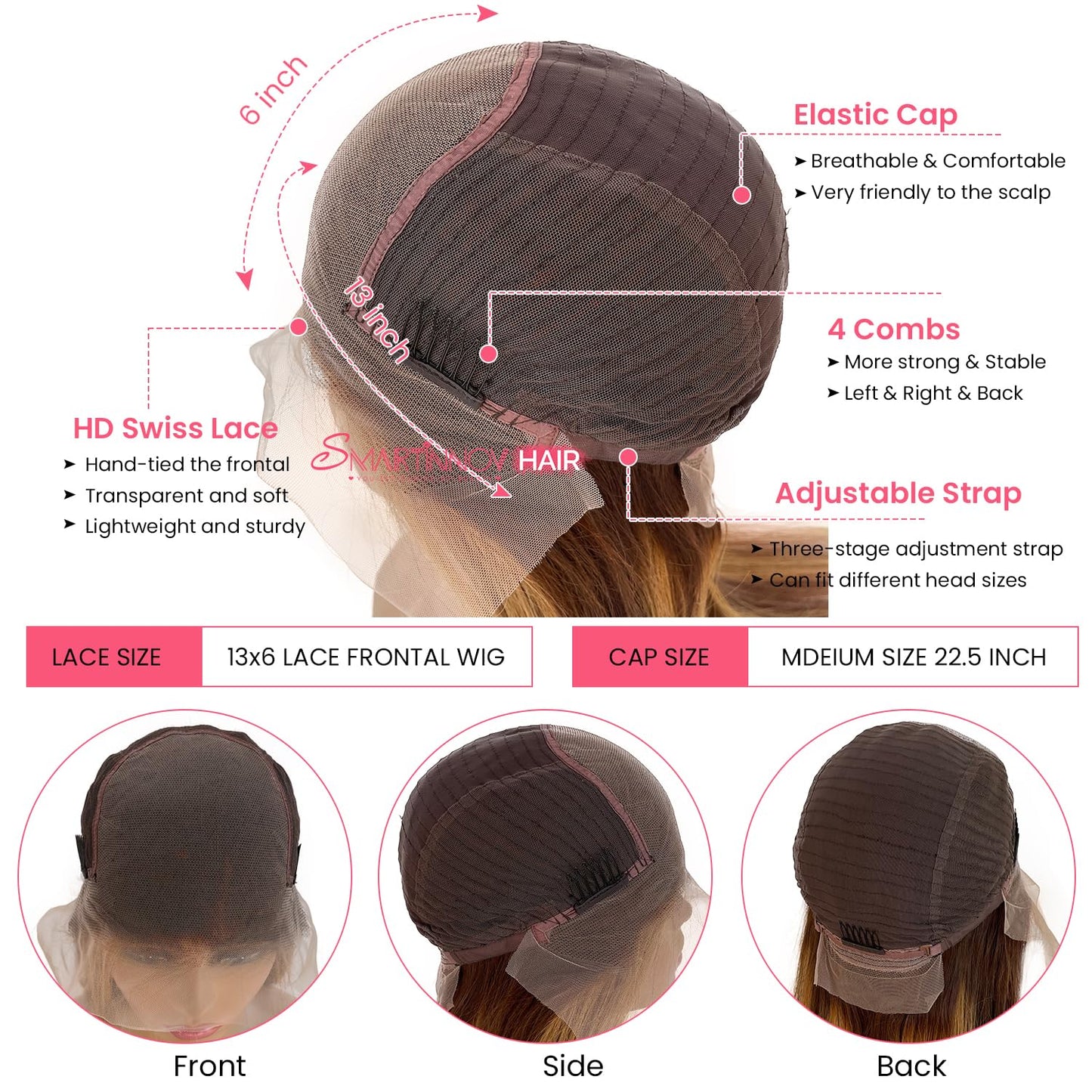 24 Inch Highlight Ombre Blonde Lace Front Wig Human Hair Pre Plucked 13x6 HD Transparent Lace Front Wig 4/27 Brown Highlight Honey Blonde Lace Frontal Wigs Ombre Blonde Human Hair Wigs for Women