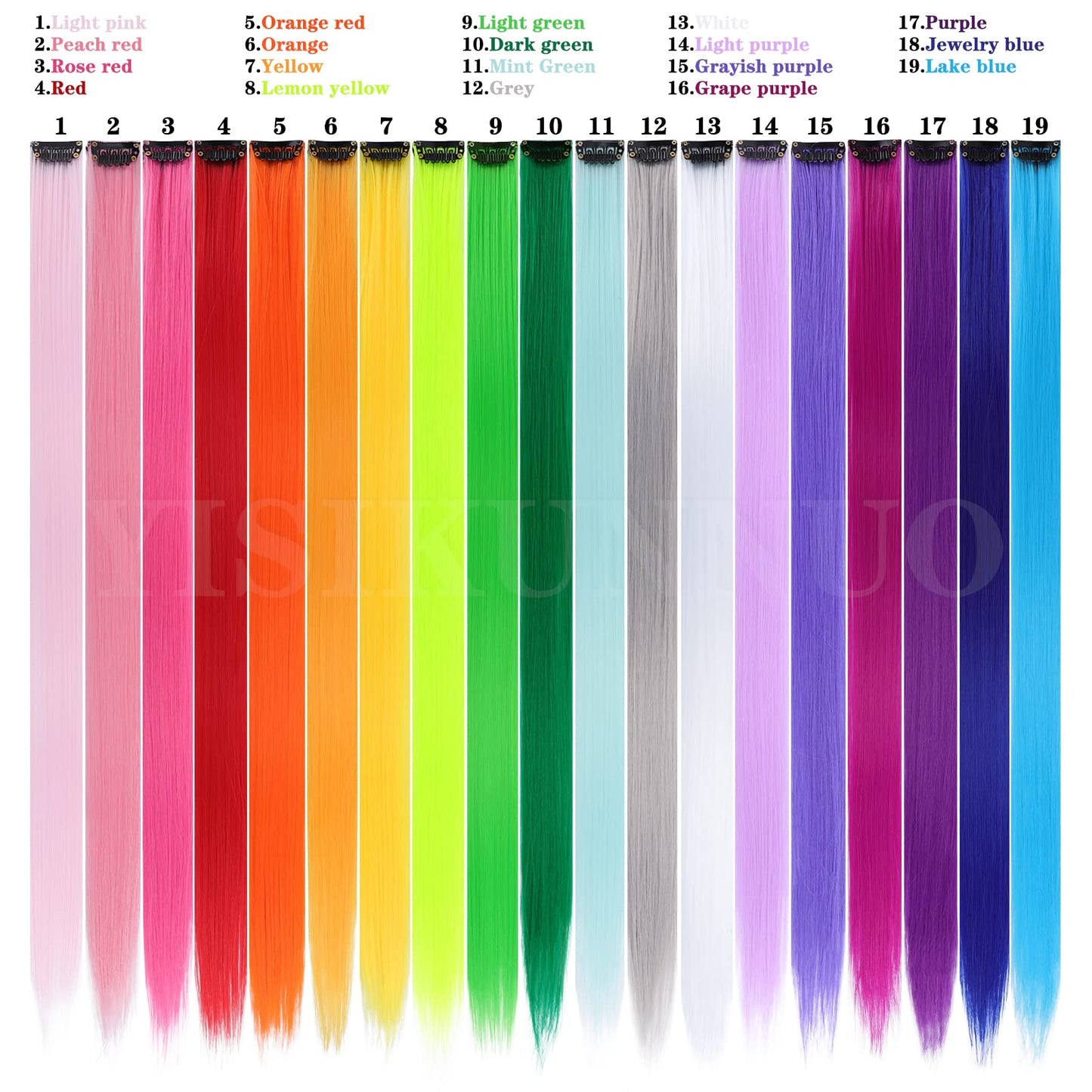 25 Pack Colored Party Highlights Clip in Hair Extensions for Women Kids Girls 22 inches Multi-colors Straight Hair Synthetic Hairpieces In The Party(25 colored)