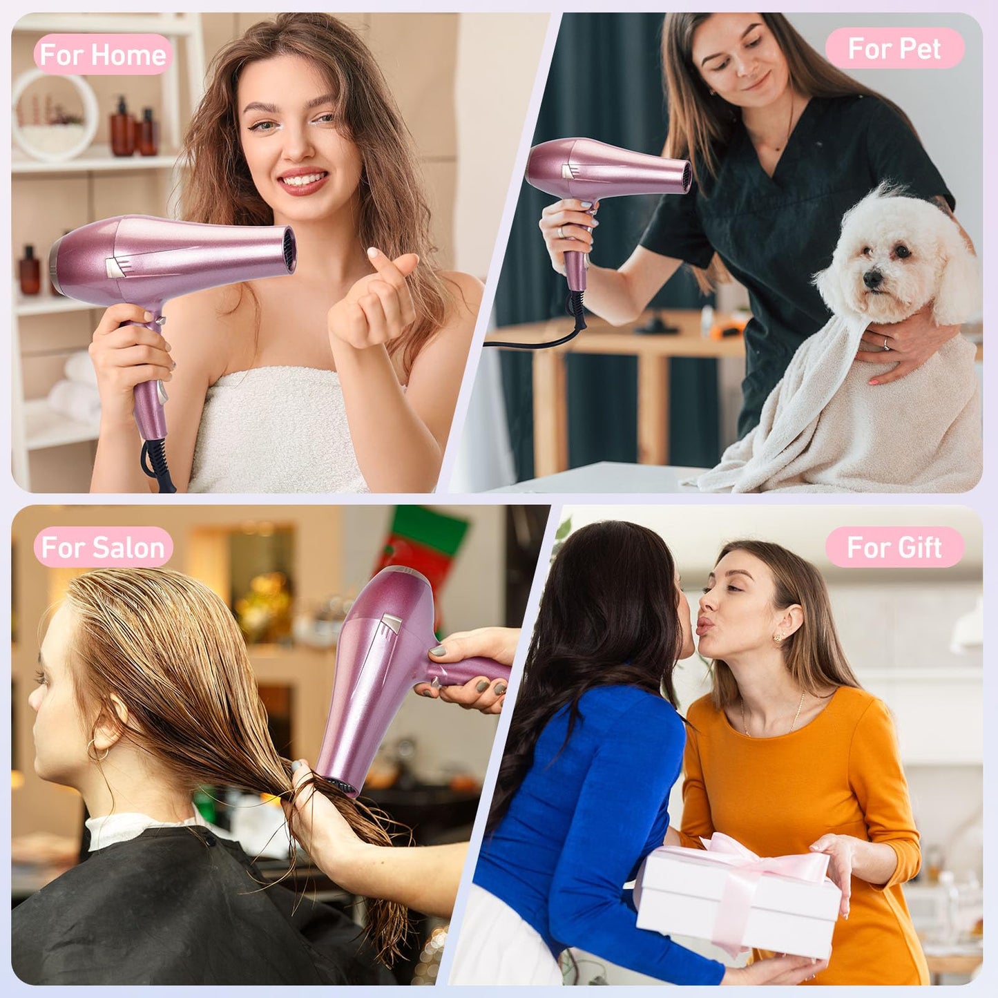 CONFU Hair Dryer, Professional Ionic Salon Blow Dryer with Diffuser for Women and Men, 5X Fast Drying, Powerful and Quiet Hair Blow Dryer for Fast & Easy Styling (1875 Watts)