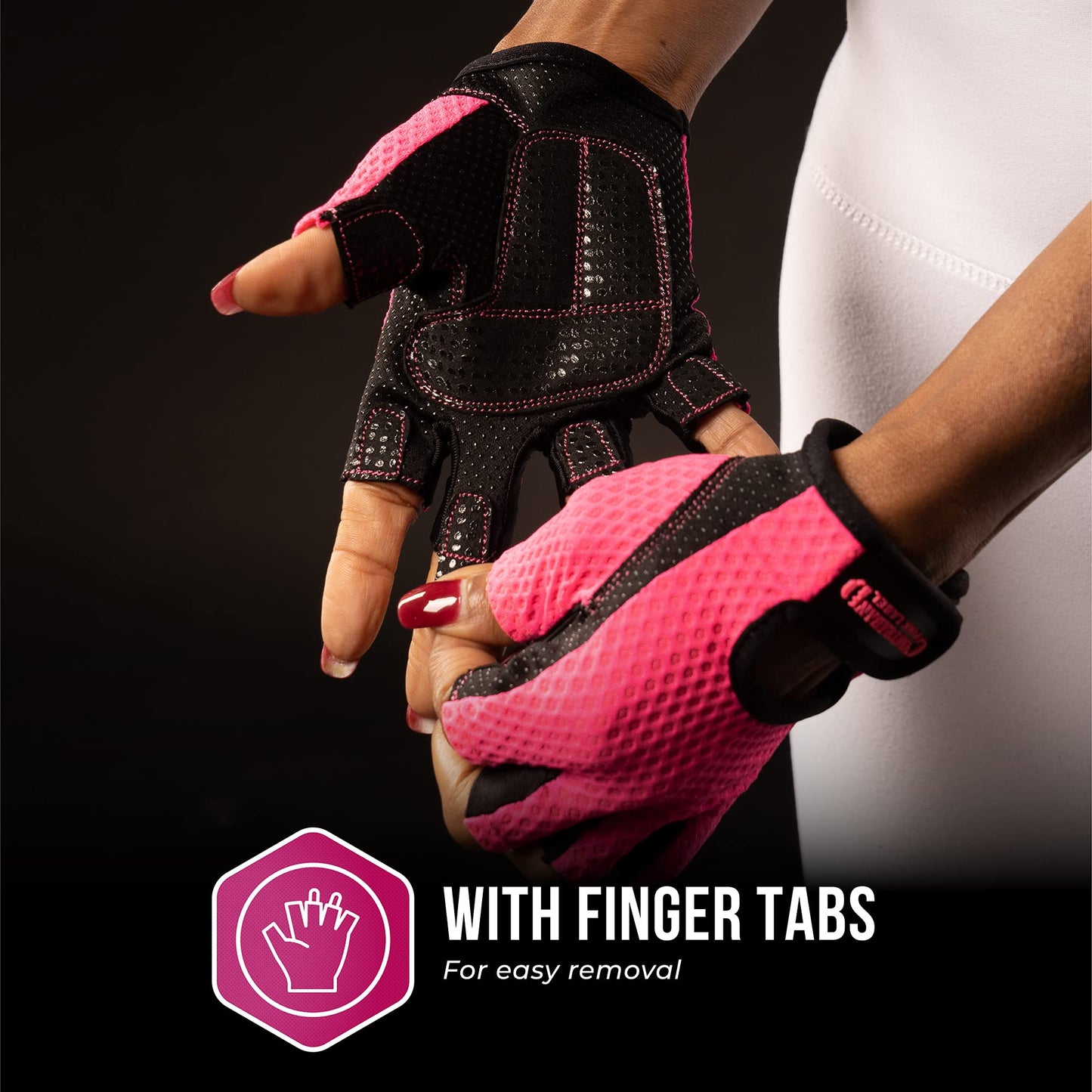 5307 Womens Designer Workout Gloves | Low Sweat Diamond Mesh Fabric w/Grip-Lock⢠Silicone Palm (Pink, X-Small)