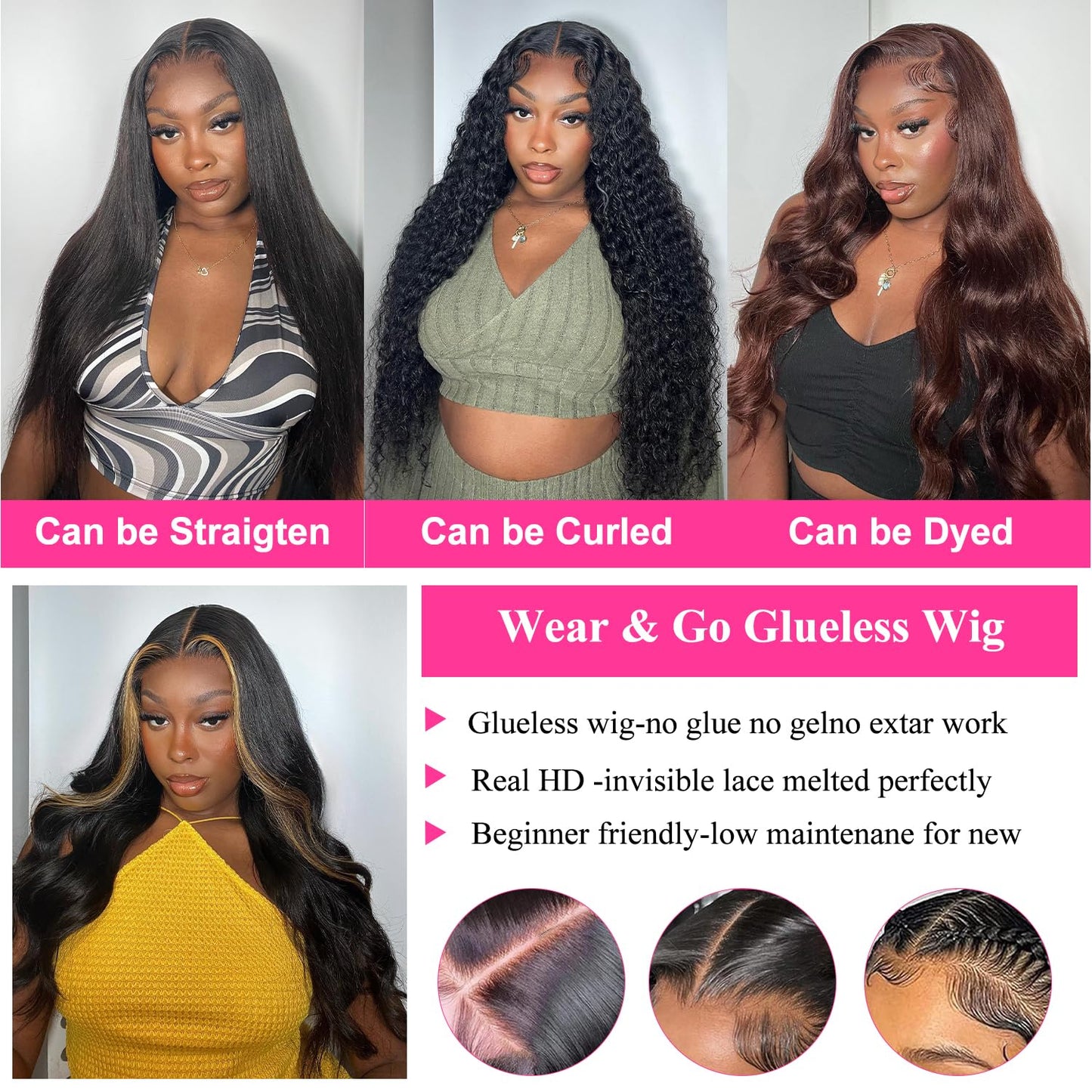 Uveous 5X5 HD Lace Closure Wigs Human Hair Wear and Go Glueless Wigs Human Hair Pre Plucked Pre Cut Lace No Glue Body Wave Lace Front Wigs for Women 22 inch
