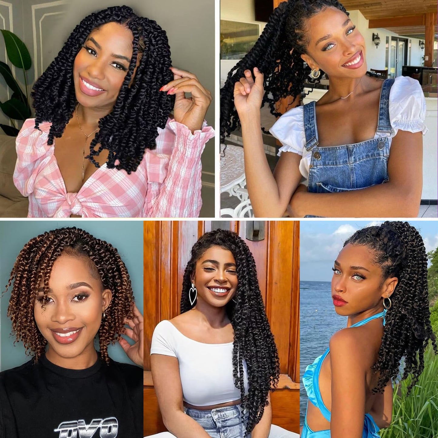 9 Packs Passion Twist Crochet Hair 8 Inch Pre Looped Crochet Passion Twist Hair Bohemian Short Passion Twist Crochet Braids Hair for Women Girls and Kids (8Inch,2#)