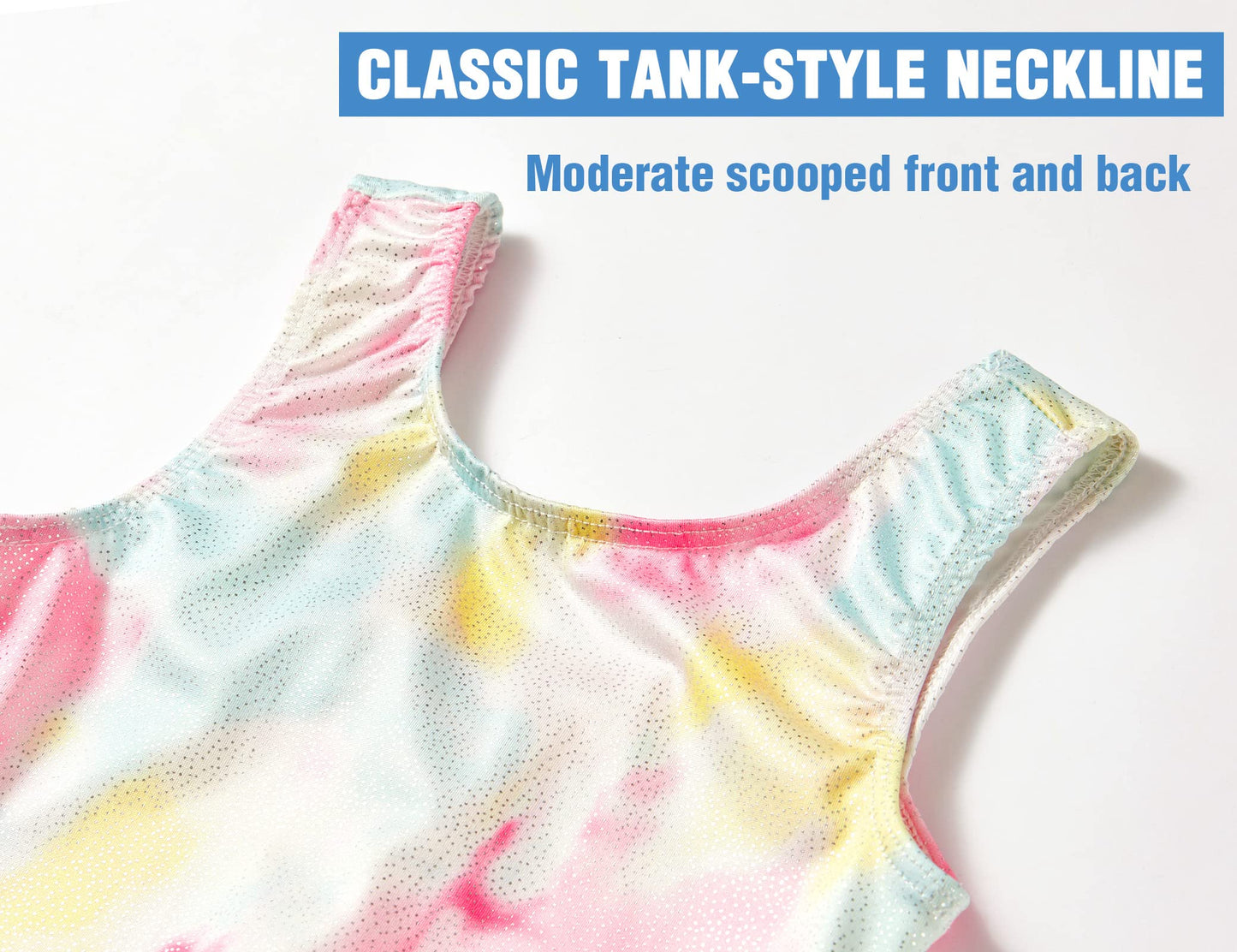Gymnastics Leotards for Girls 7 8 Years Old Sparkly Tie Dye Sleeveless Kids Biketard Profession Cheer Tumbling Unitard