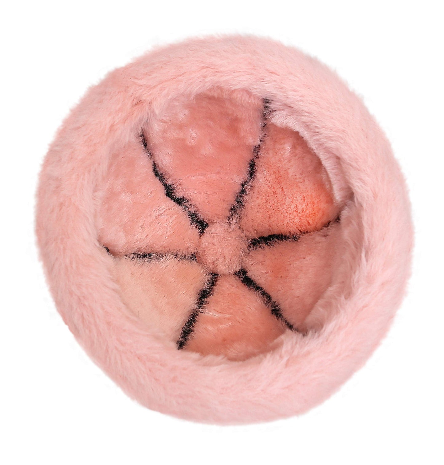 Zavelio Unisex Shearling Sheepskin Winter Fur Beanie Hat (Small, Pink)