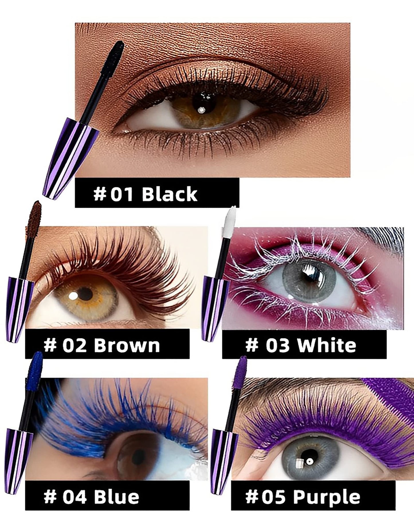 5D Waterproof Mascara Black Volume and Length,Fiber Colored Mascara for Eyelashes,Longlasting Curling Colorful rimel de pestañas,Mother's Day Eye Makeup Gift for Older Women 60 Plus Girl