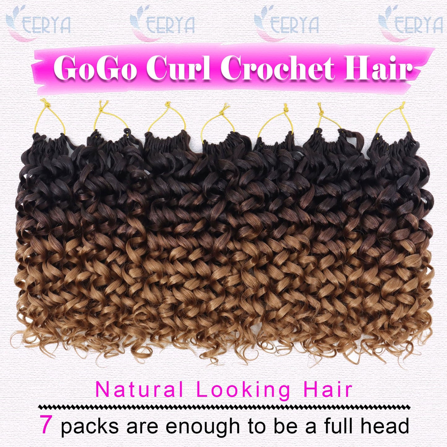 7 Packs GoGo Curl Crochet Hair 10 Inch Short Curly Crochet Hair for Women Water Wave Beach Curl Deep Twist Crochet Braids Synthetic Braiding Hair Extensions (10 Inch, OT4/30)