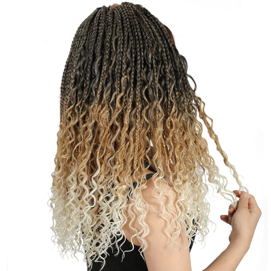 8 Packs Crochet Box Braids- 18 Inch Goddess Box Braids Crochet Hair Bohomian Crochet Braids Hair Synthetic Braiding Hair Extensions Crochet Hair for Black Women (18(8Packs), 1B/27/613)