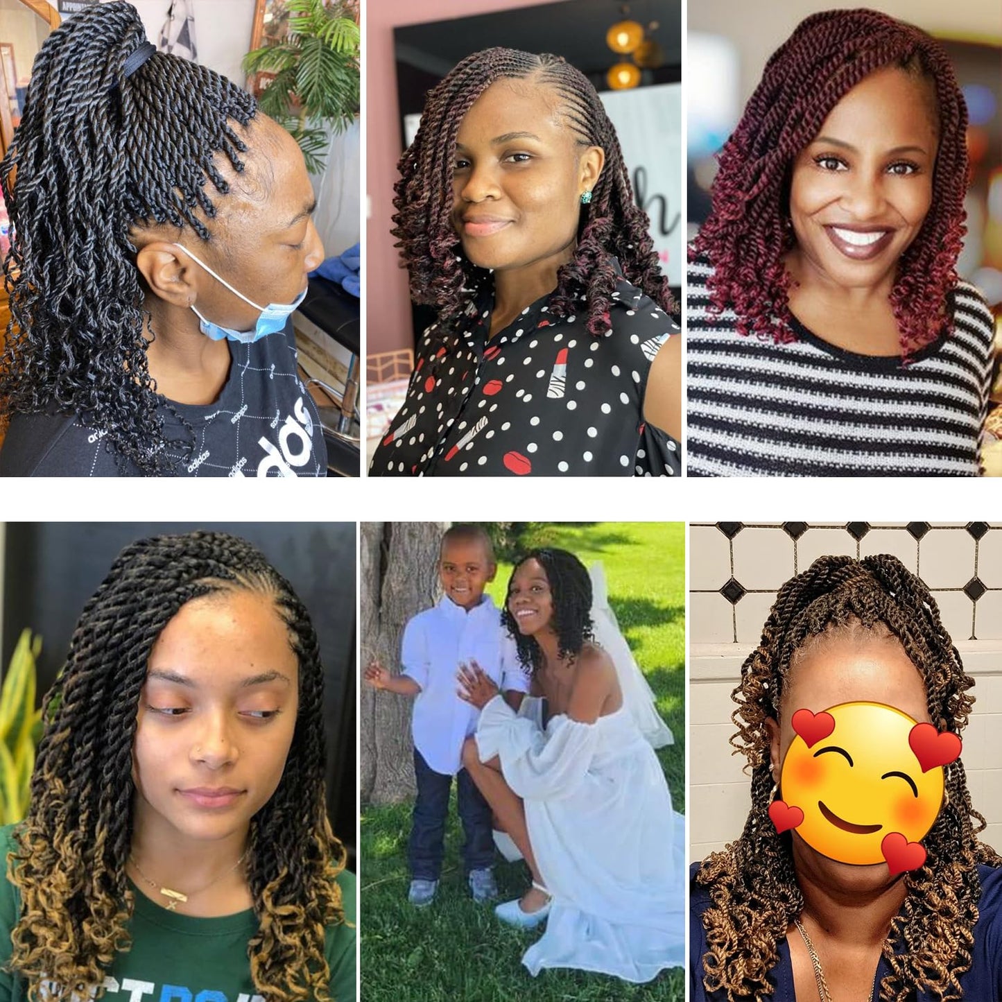 Wavy Senegalese Twist Crochet Hair For Black Women 8 Inch 10 Packs Senegalese Twist Braiding Hair Crochet Twists Pre Looped Twist Crochet Hair Curly Crochet Twist Hair With Curly Ends(1B/BLUE)