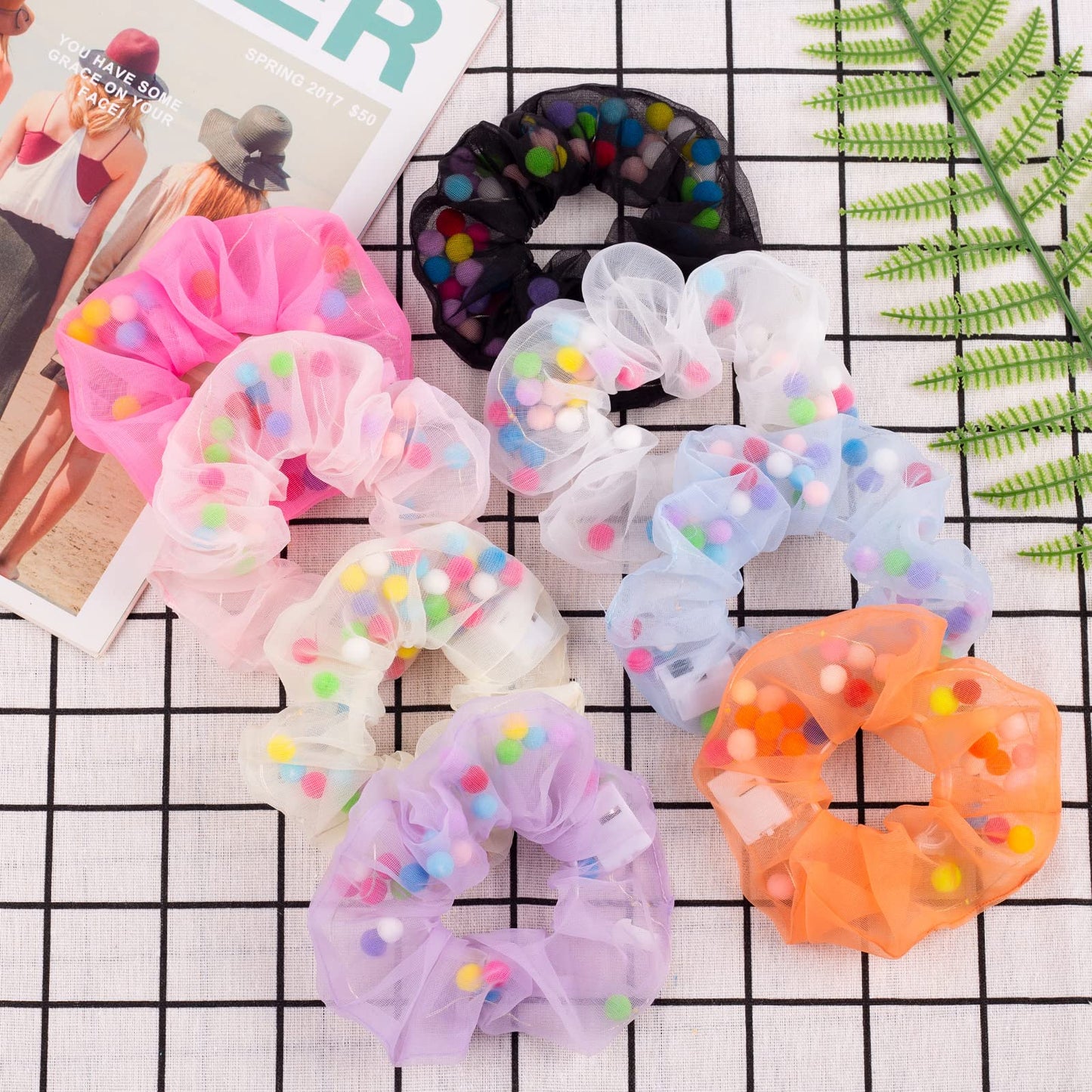 8 LED Scrunchies - Light Up Hair Accessories for Women, Girls - Glow in the Dark Hair Ties & Bands for Christmas, Rave Party (#02)