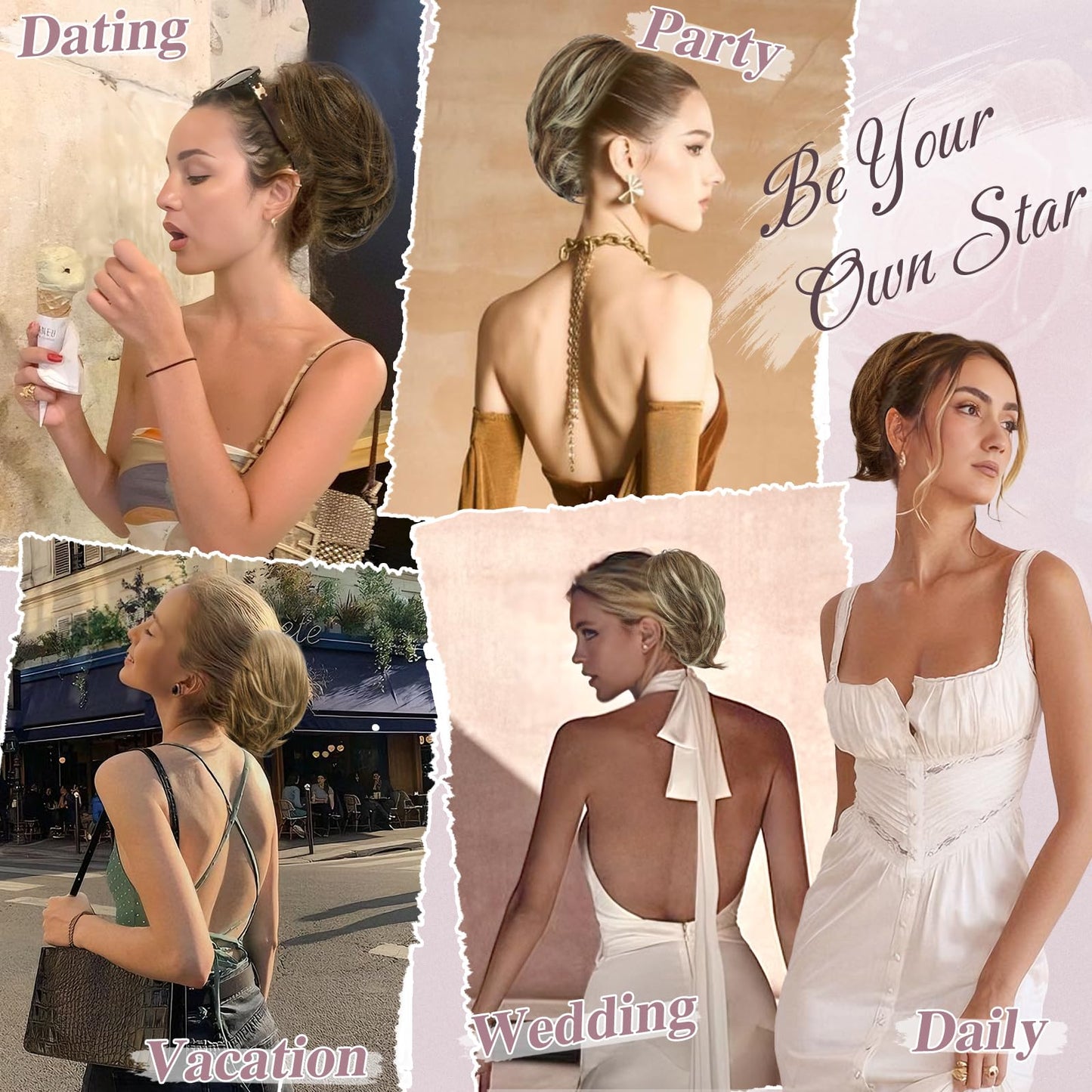 BARSDAR Drawstring Hair Bun Extensions - Straight Brown Hair Bun Extensions for Women - Short Straight Ponytail Hair Bun Synthetic Hair Bun Scrunchies Hairpieces Daily Party - Brown