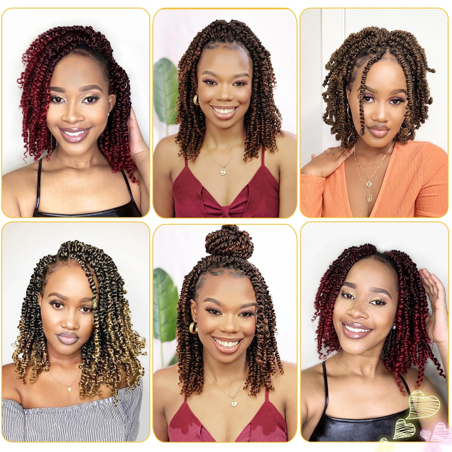 Passion Twist Hair 10 Inch 8 Packs, Pre Twisted Passion Twist Crochet Hair For Black Women, Pre Looped Passion Twist Curly Crochet Hair, Short Crochet Passion Twist Hair (10 Inch (Pack of 8), 4#)