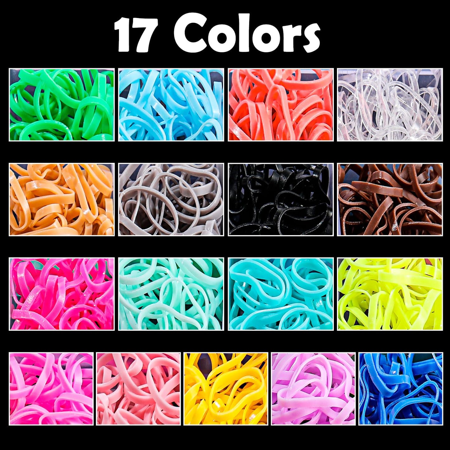 auroray Hair Ties, 17 Colors Elastic Hair Rubber Bands, 2000 Pcs Baby Hair Ties with Hair Styling Tools Organizer Box for Girls, Women, Toddler