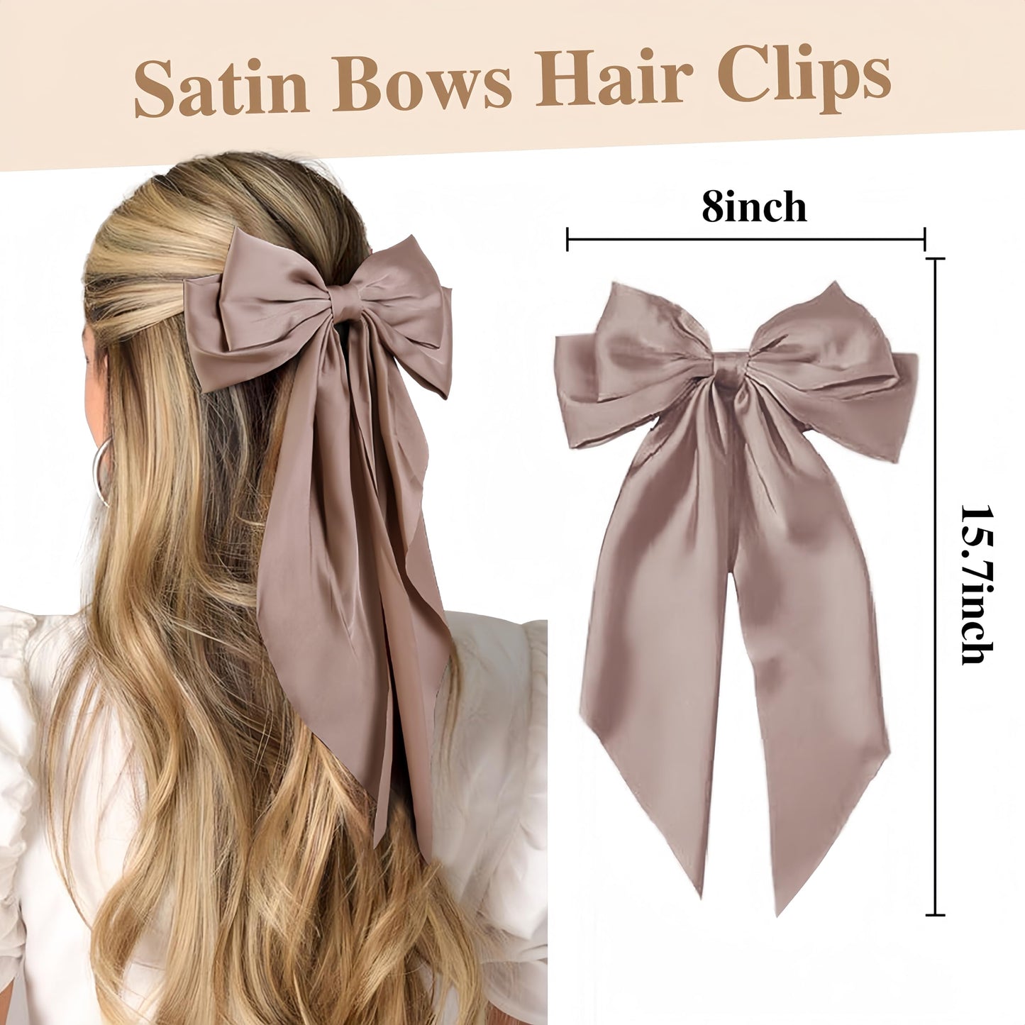 Hair Ribbon Clips with Long Tails - 8 PCS Cute Vintage Accessories for Women and Girls