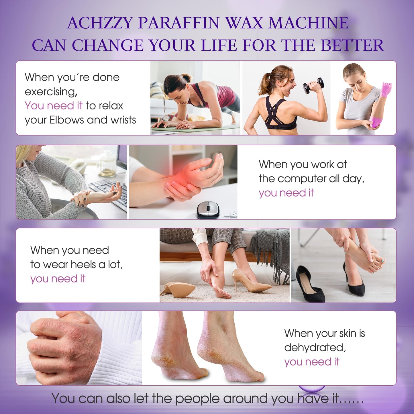 Achzzy Natural Paraffin Wax Refills, 6 Pack Paraffin Wax Blocks of Lavender Scent for Paraffin Bath, Paraffin Wax for Hand and Feet for Deep Hydration, Moisturizing and Nourish(Lavender)