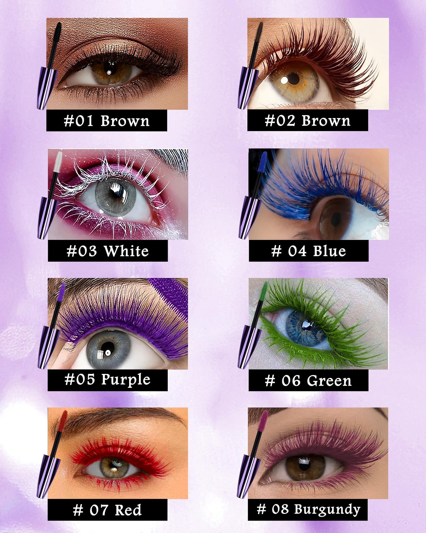 5D Green Red Mascara for Eyelashes,Longlasting Waterproof Smudge-Proof Colored Mascara Volume and Length, Volumizing Curling Fiber rimel de pestañas, Cosplay Party Stage Eye Makeup for Women Girl