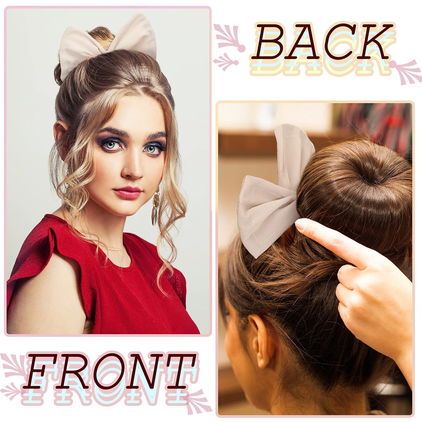 3 Pieces Hair Bun Maker for Women French Hairstyle Twist Donut Flexible Former Accessories Lazy Curler for Women Long Hair Styling(Black, Beige, Khaki)